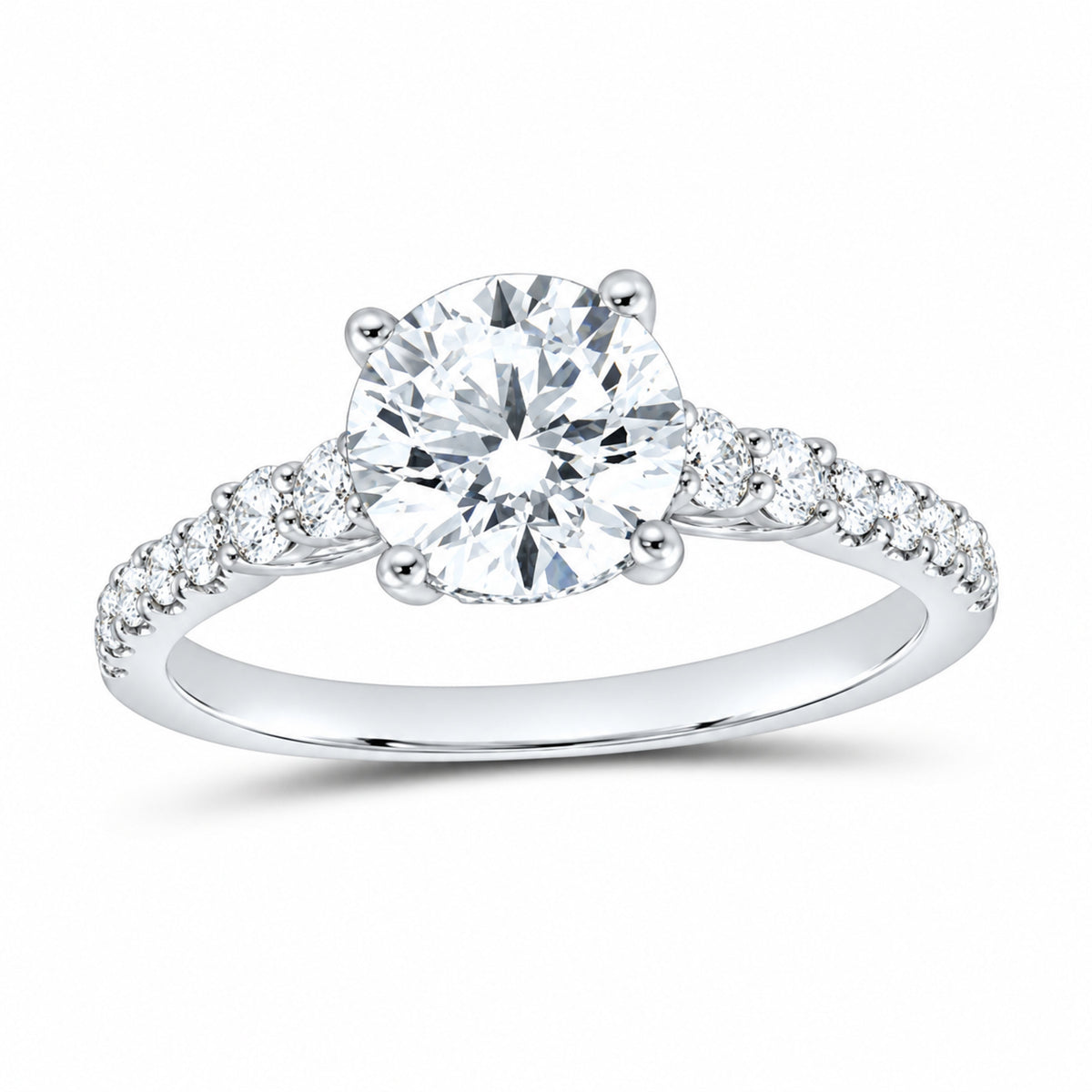 14K White Gold 2 CTW Lab-Grown Diamond Round Engagement Ring — SKU 12053