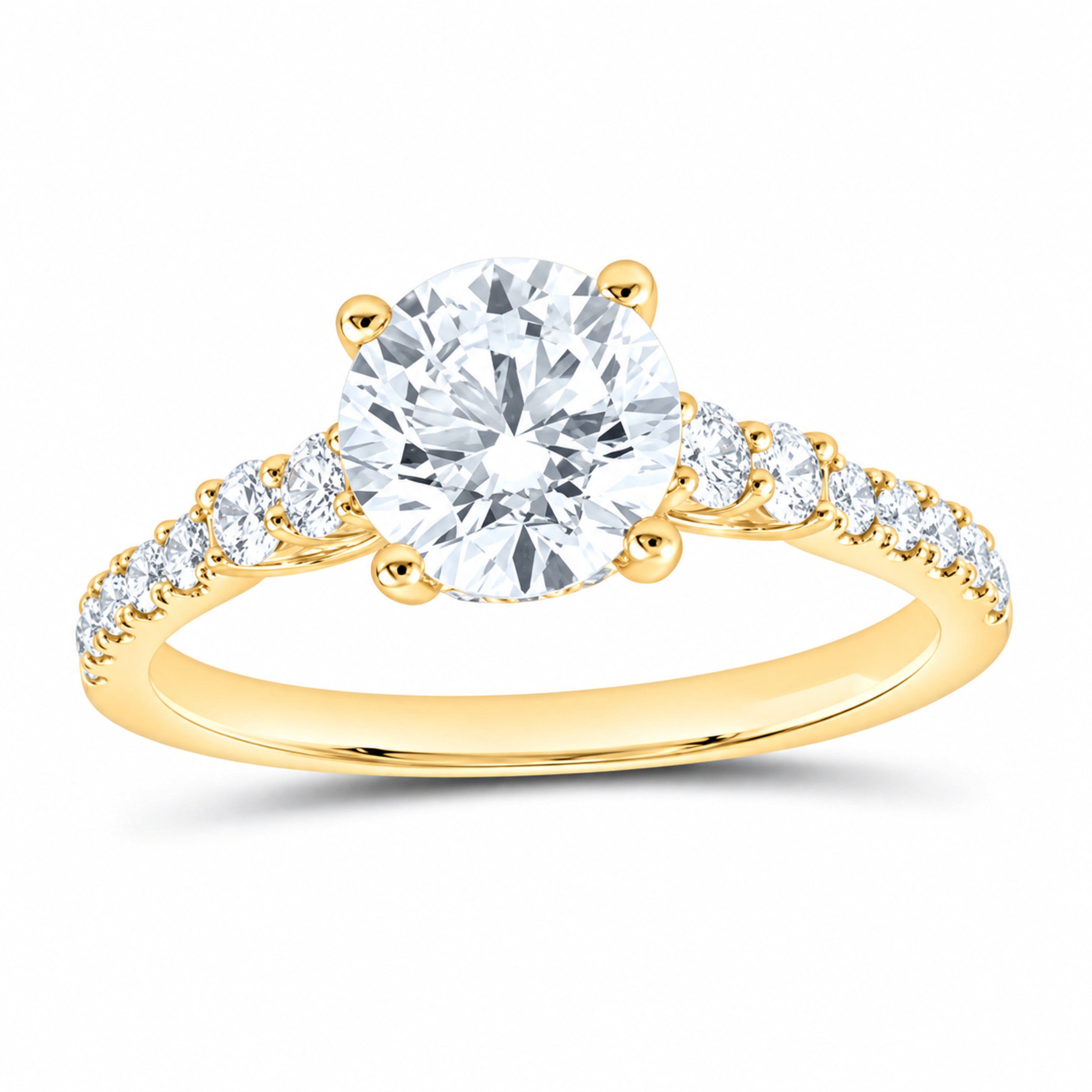 14K Yellow Gold 2 CTW Lab-Grown Diamond Round Engagement Ring — SKU 12054