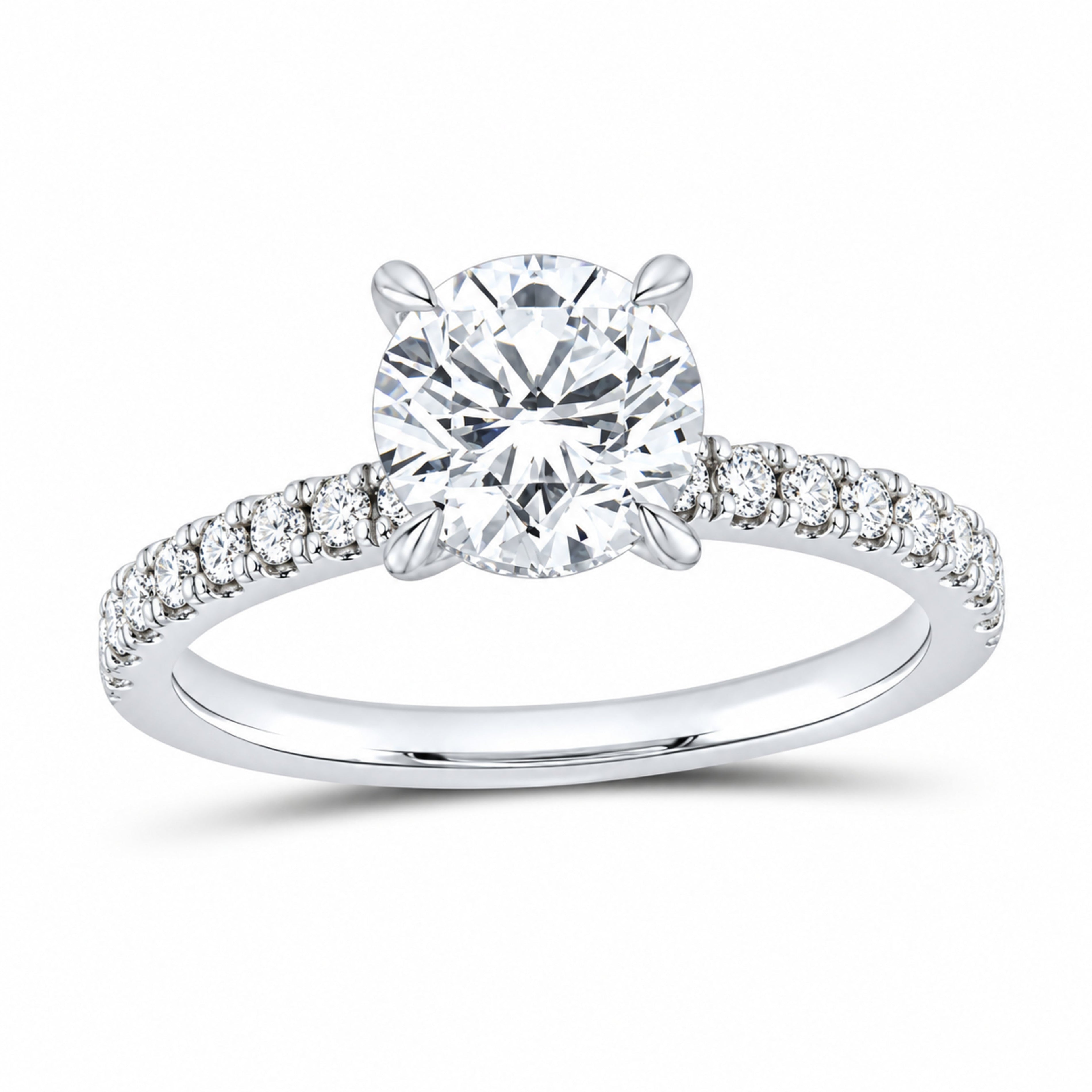 14K White Gold 1 7/8 CTW Lab-Grown Diamond Round Engagement Ring — SKU 12055