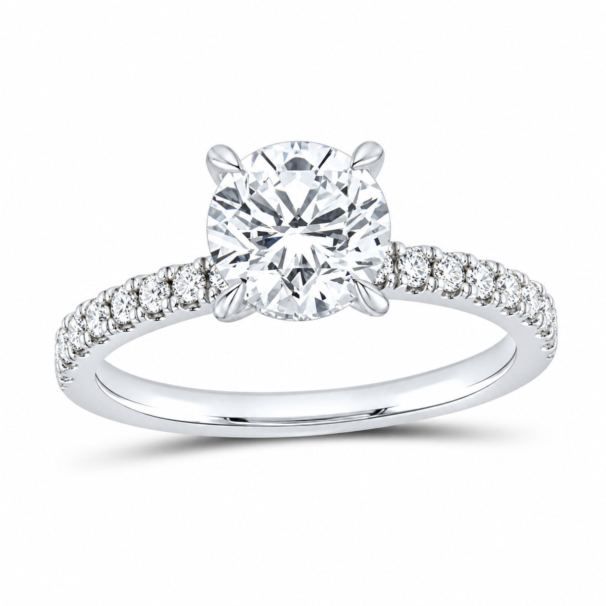 14K White Gold 1 7/8 CTW Lab-Grown Diamond Round Engagement Ring — SKU 12055