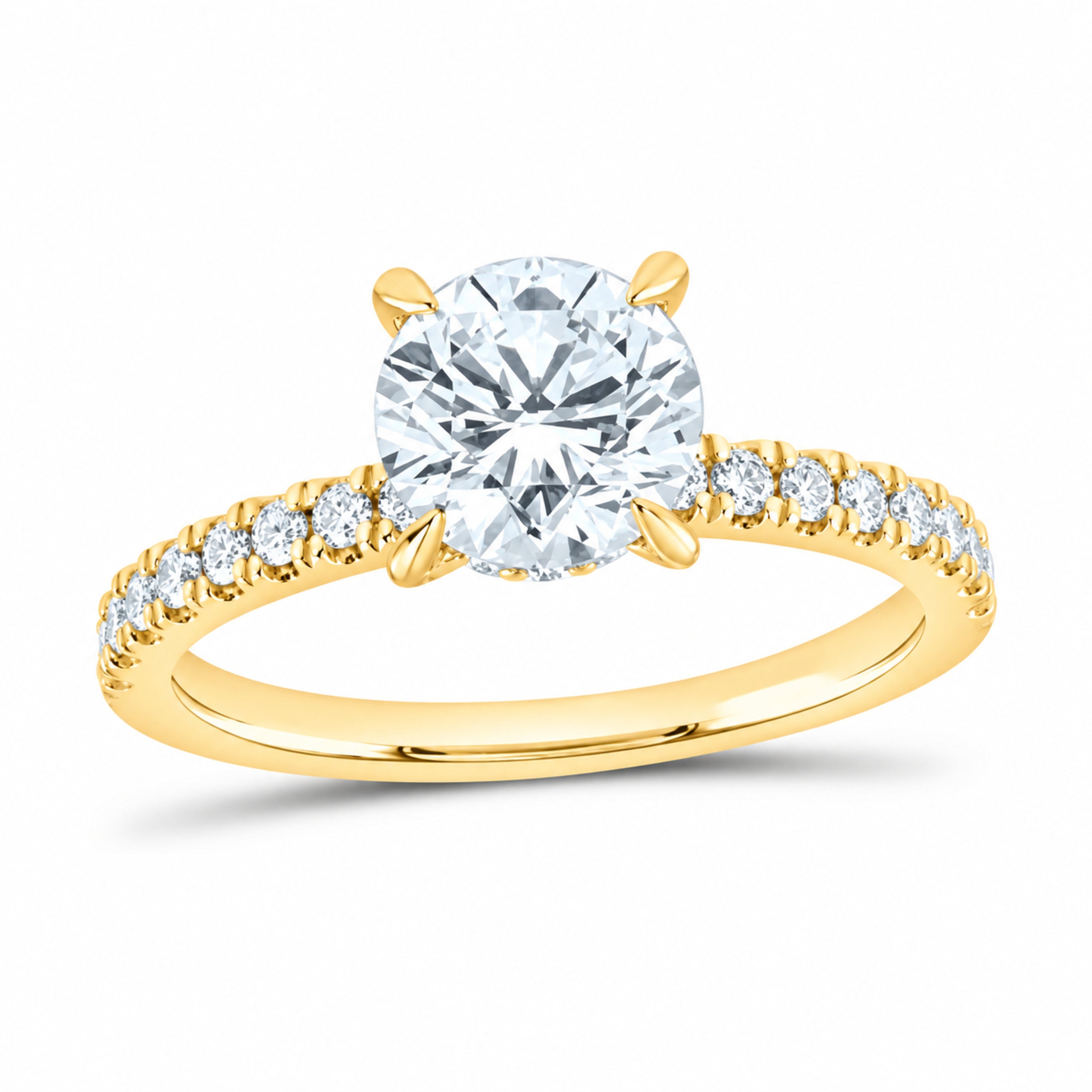14K Yellow Gold 1 7/8 CTW Lab-Grown Diamond Round Engagement Ring — SKU 12056