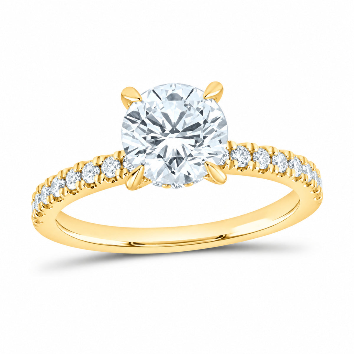 14K Yellow Gold 1 7/8 CTW Lab-Grown Diamond Round Engagement Ring — SKU 12056