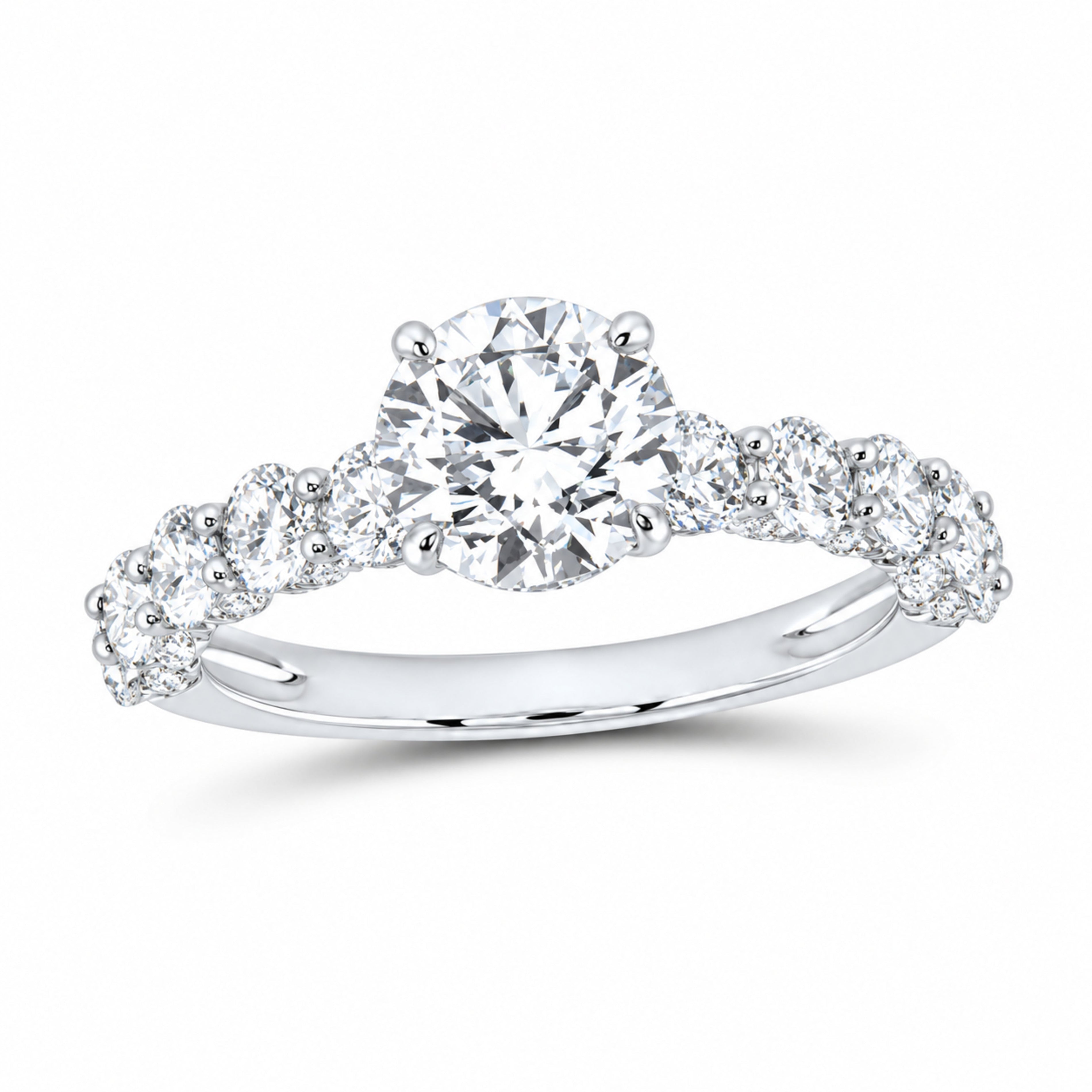 14K White Gold 3 CTW Lab-Grown Diamond Round Engagement Ring — SKU 12057