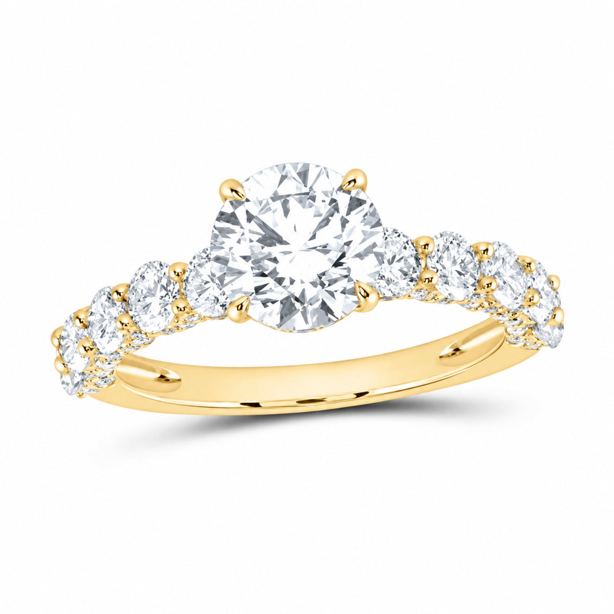 14K Yellow Gold 3 CTW Lab-Grown Diamond Round Engagement Ring — SKU 12058