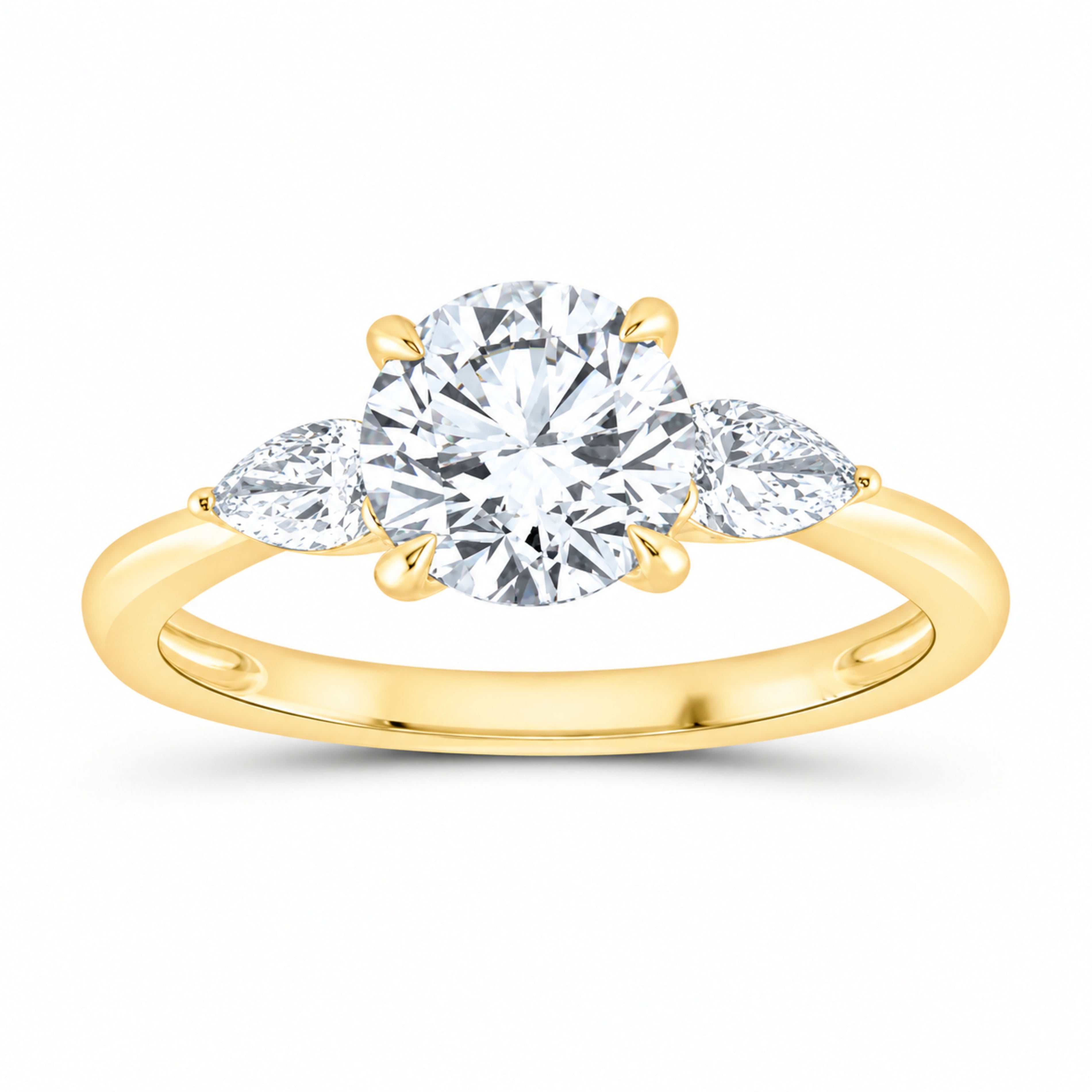 14K Yellow Gold 1 3/4 CTW Lab-Grown Diamond Round Engagement Ring — SKU 12082
