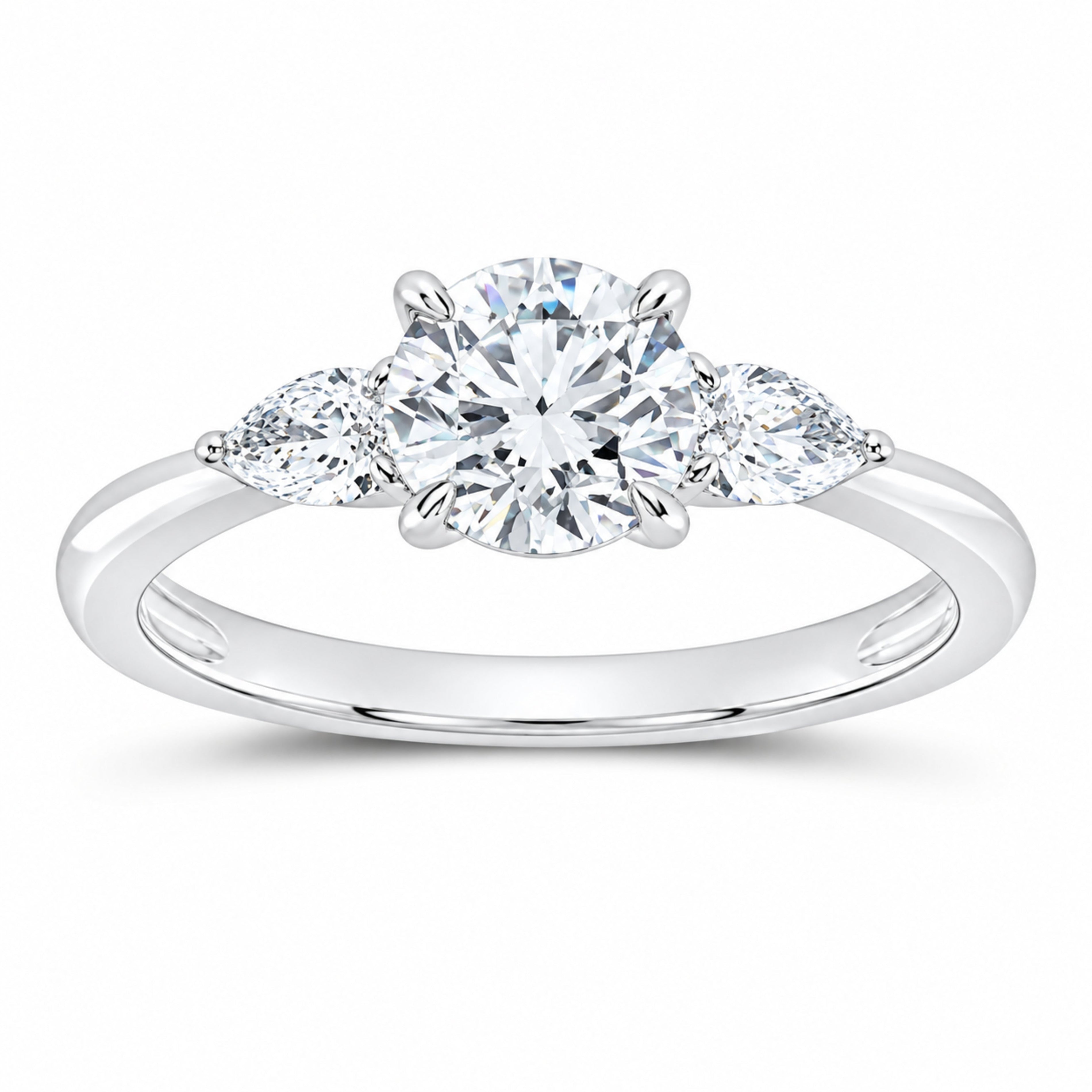 14K White Gold 1 1/3 CTW Lab-Grown Diamond Round Engagement Ring — SKU 12089