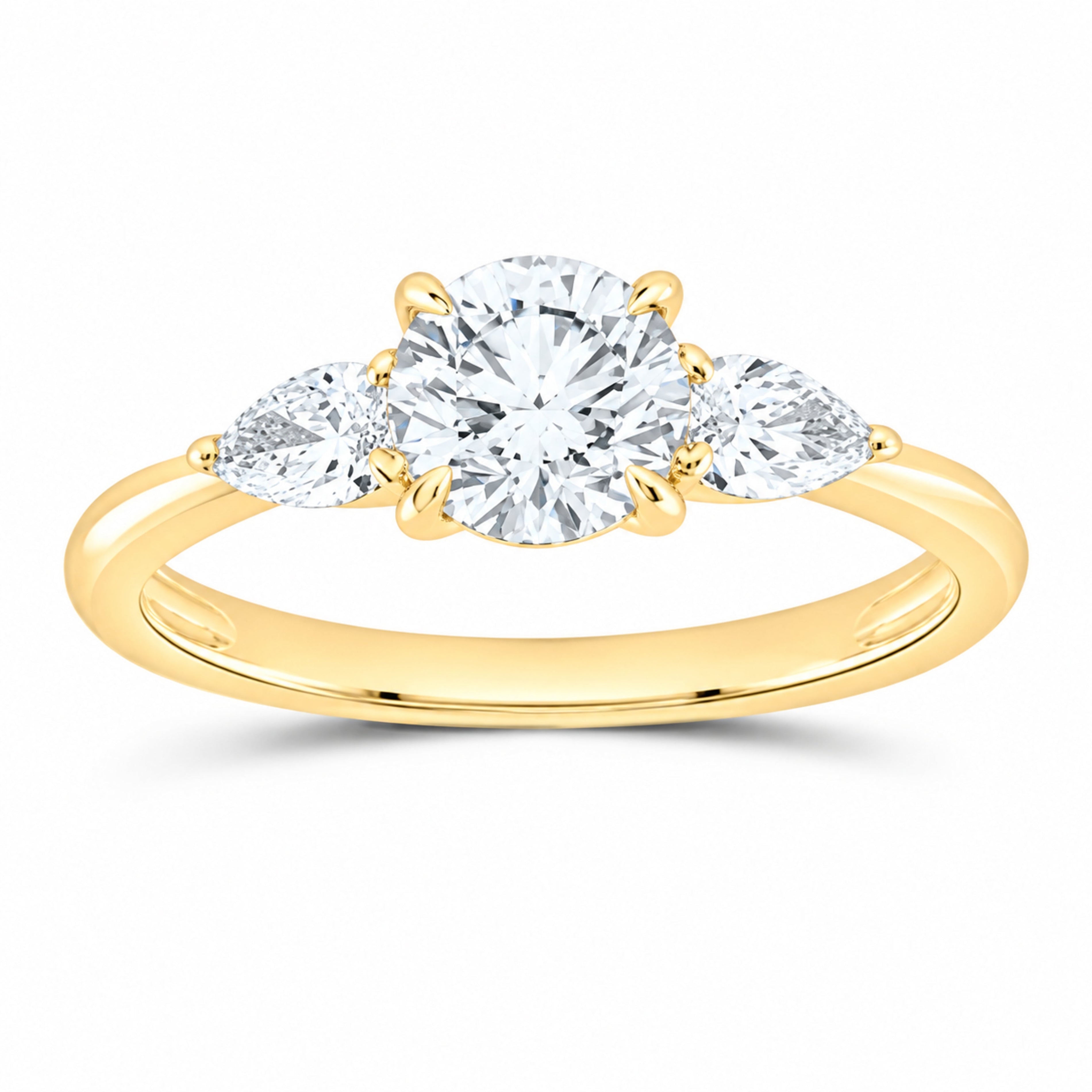 14K Yellow Gold 1 1/3 CTW Lab-Grown Diamond Round Engagement Ring — SKU 12090