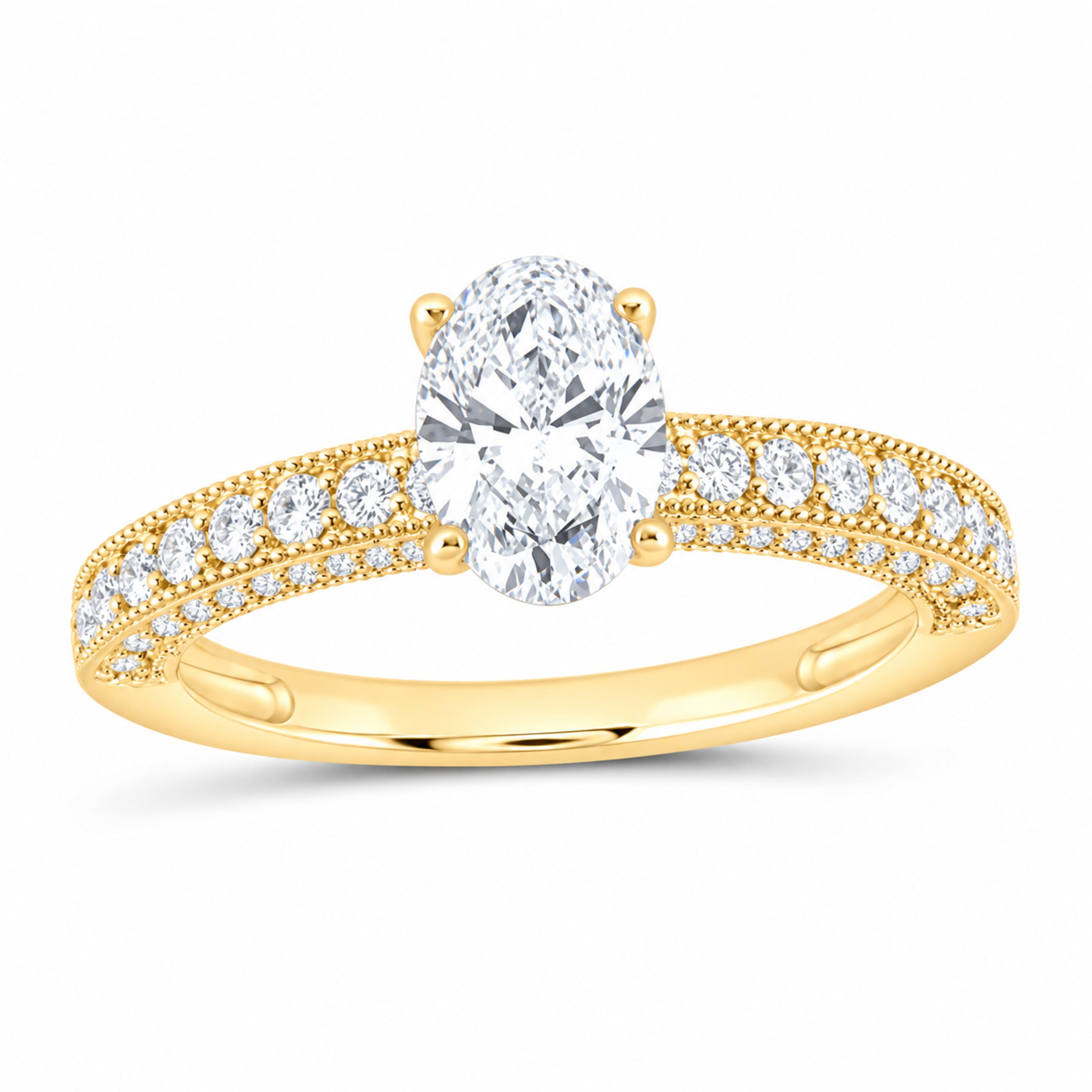 14K Yellow Gold 1 1/2 CTW Lab-Grown Diamond Oval Engagement Ring — SKU 12092