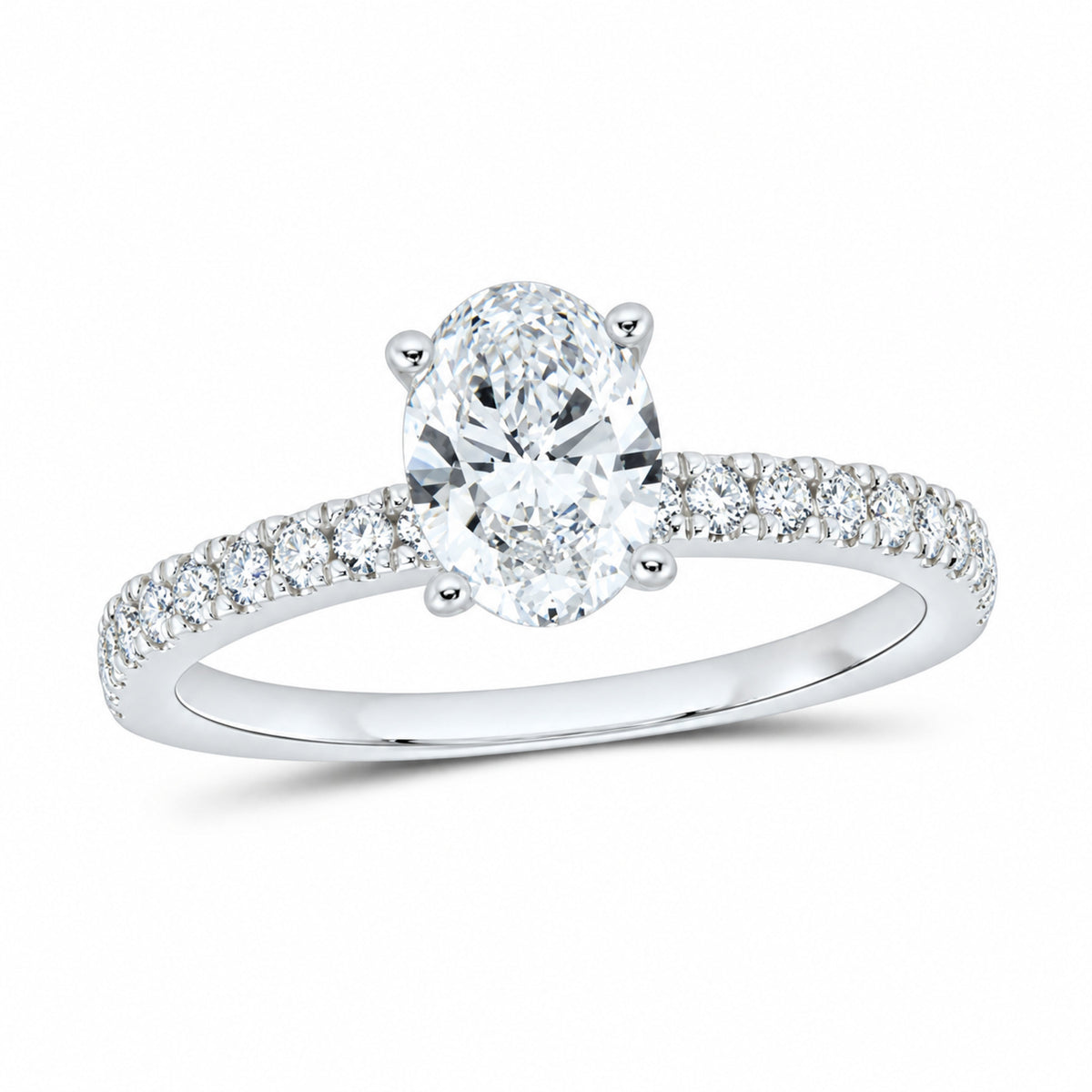 14K White Gold 1 1/4 CTW Lab-Grown Diamond Oval Engagement Ring — SKU 12093