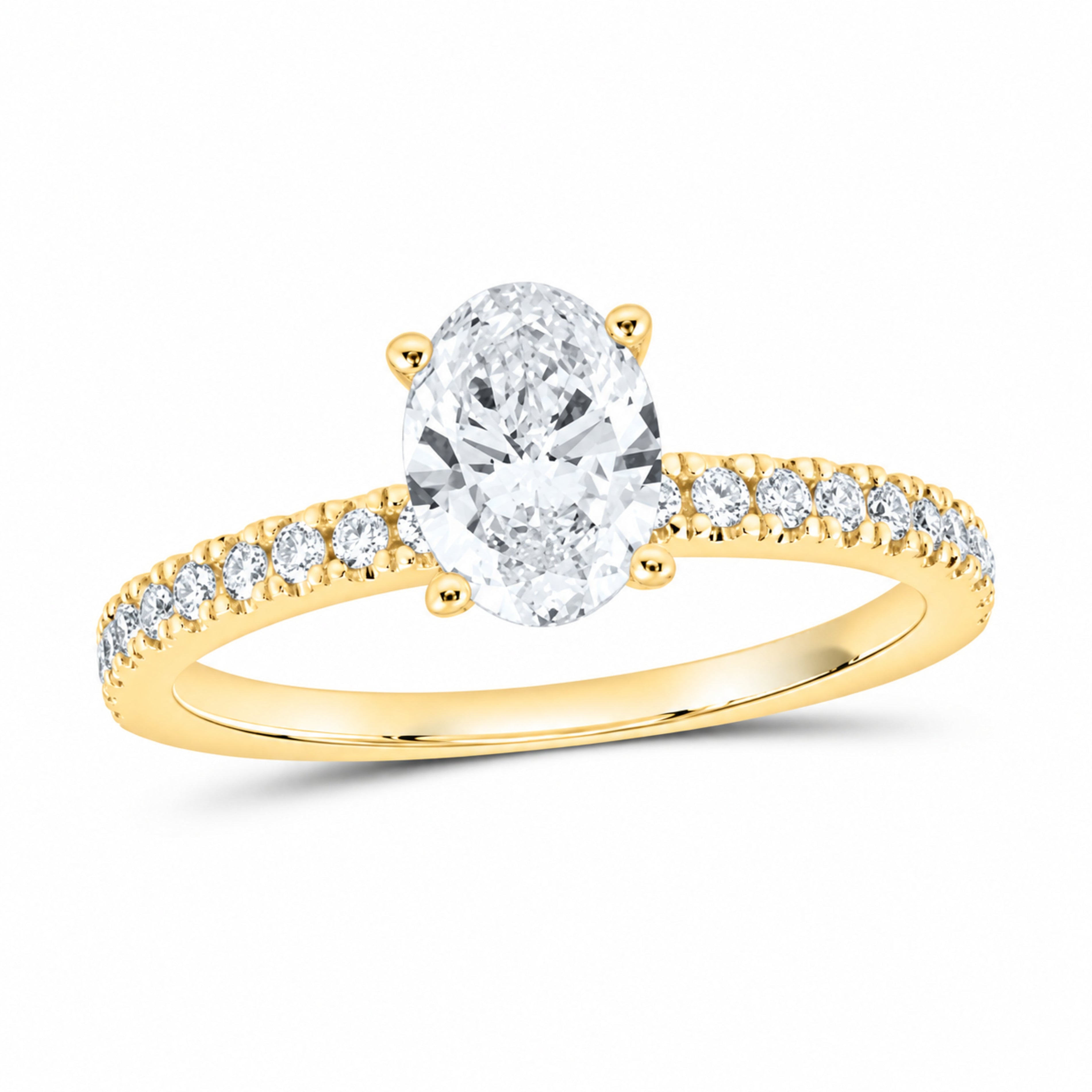 14K Yellow Gold 1 1/4 CTW Lab-Grown Diamond Oval Engagement Ring — SKU 12094