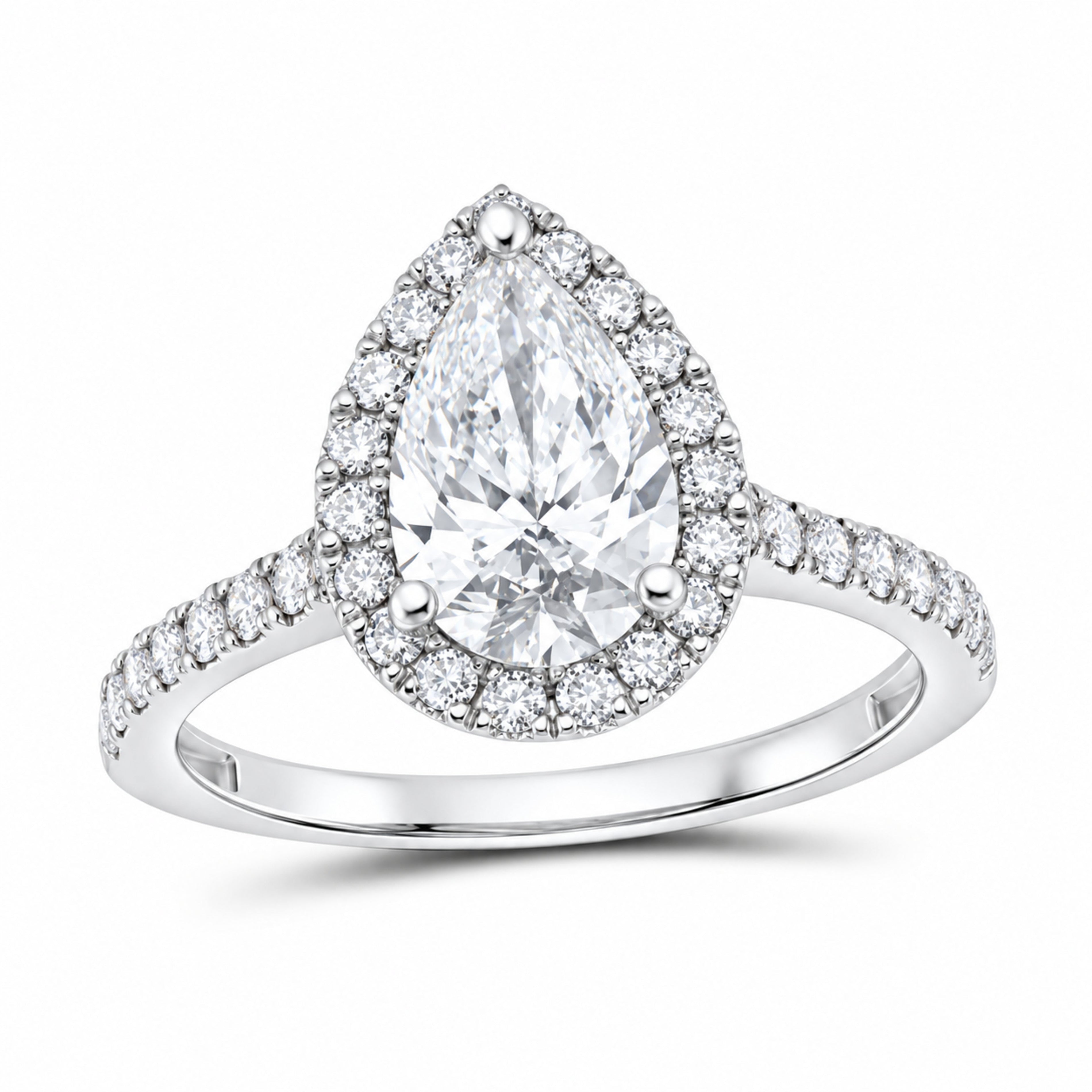14K White Gold 2 CTW Lab-Grown Diamond Pear Engagement Ring — SKU 12135