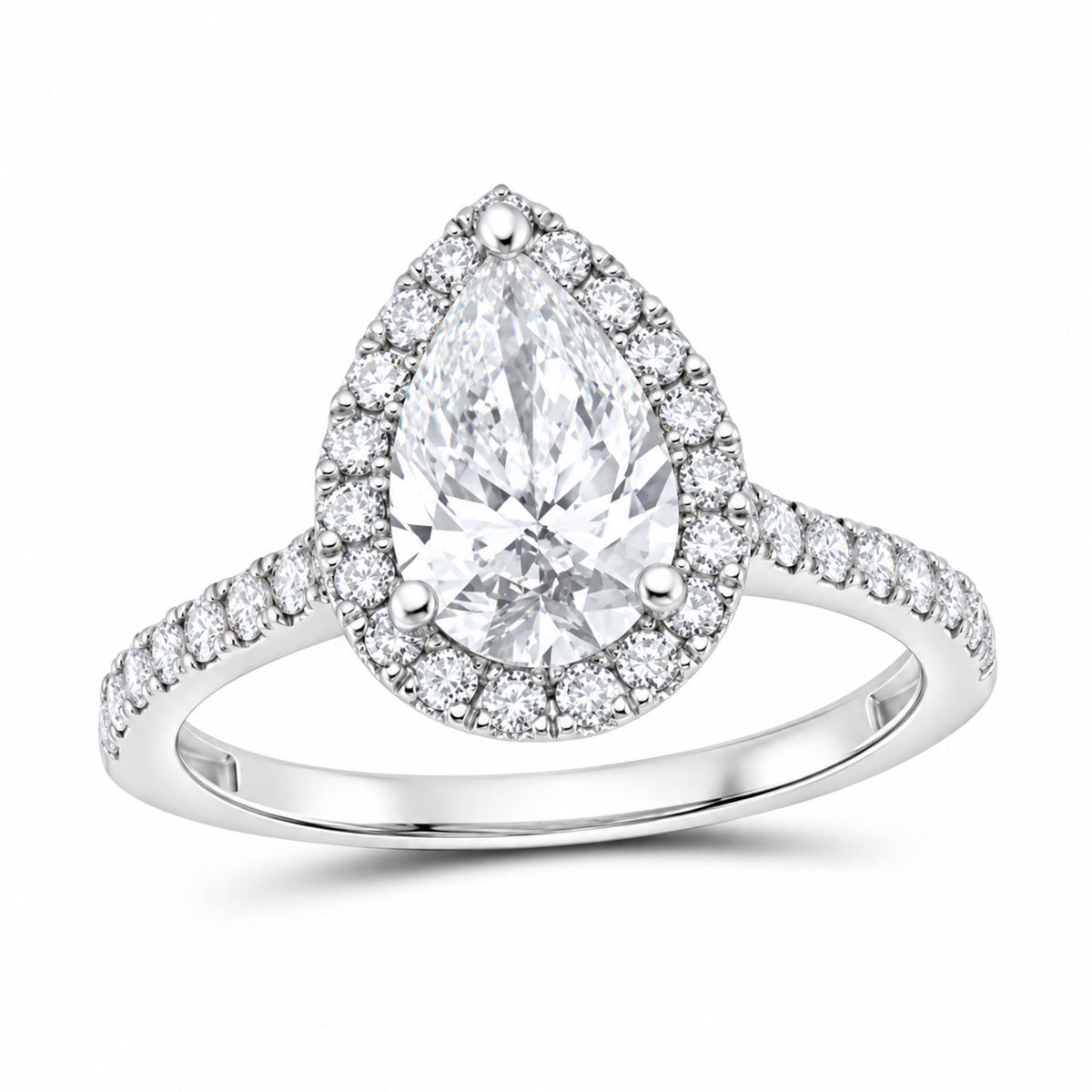 14K White Gold 2 CTW Lab-Grown Diamond Pear Engagement Ring — SKU 12135