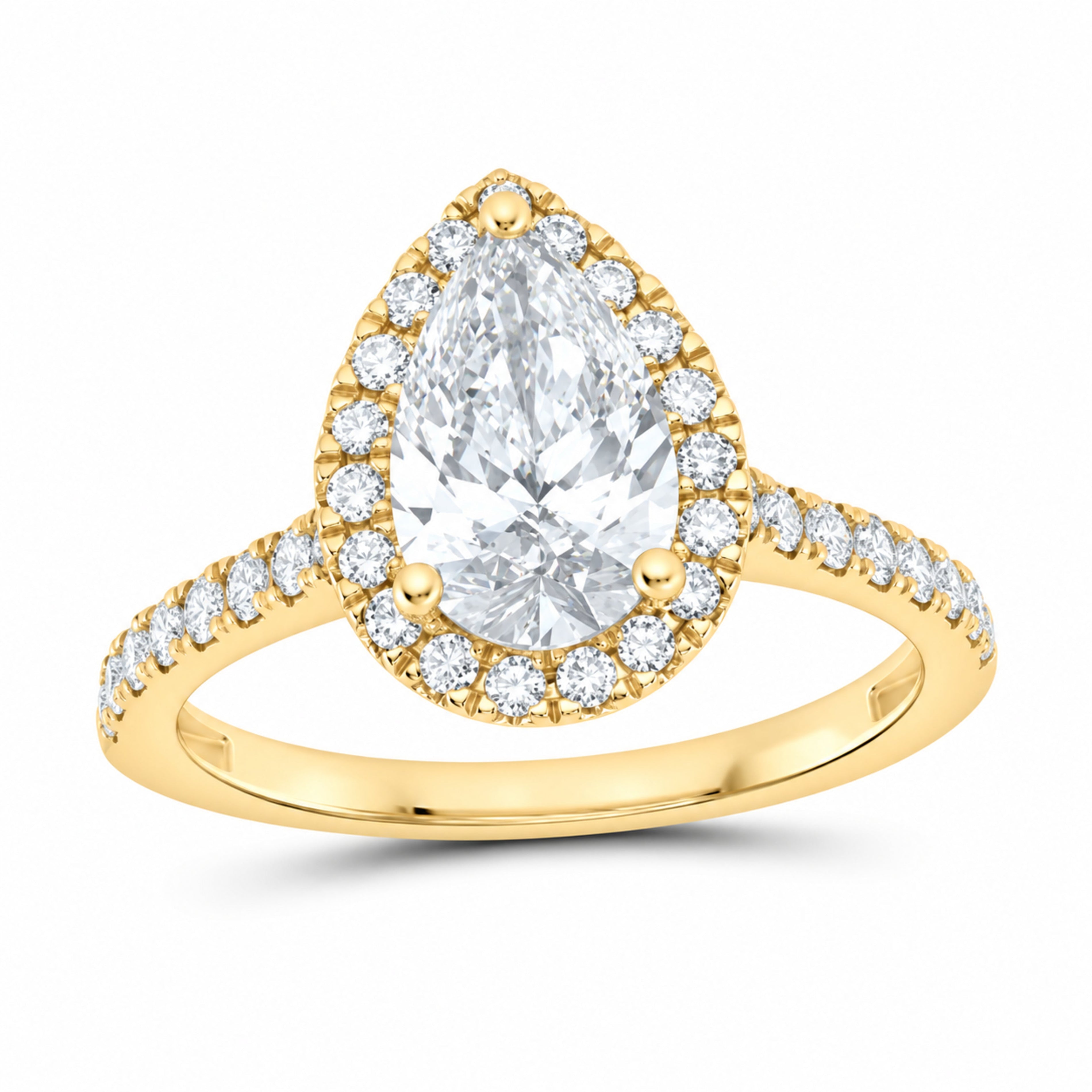 14K Yellow Gold 2 CTW Lab-Grown Diamond Pear Engagement Ring — SKU 12136