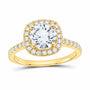 14K Yellow Gold 2 CTW Lab-Grown Diamond Round Cushion Halo Engagement Ring — SKU 12163