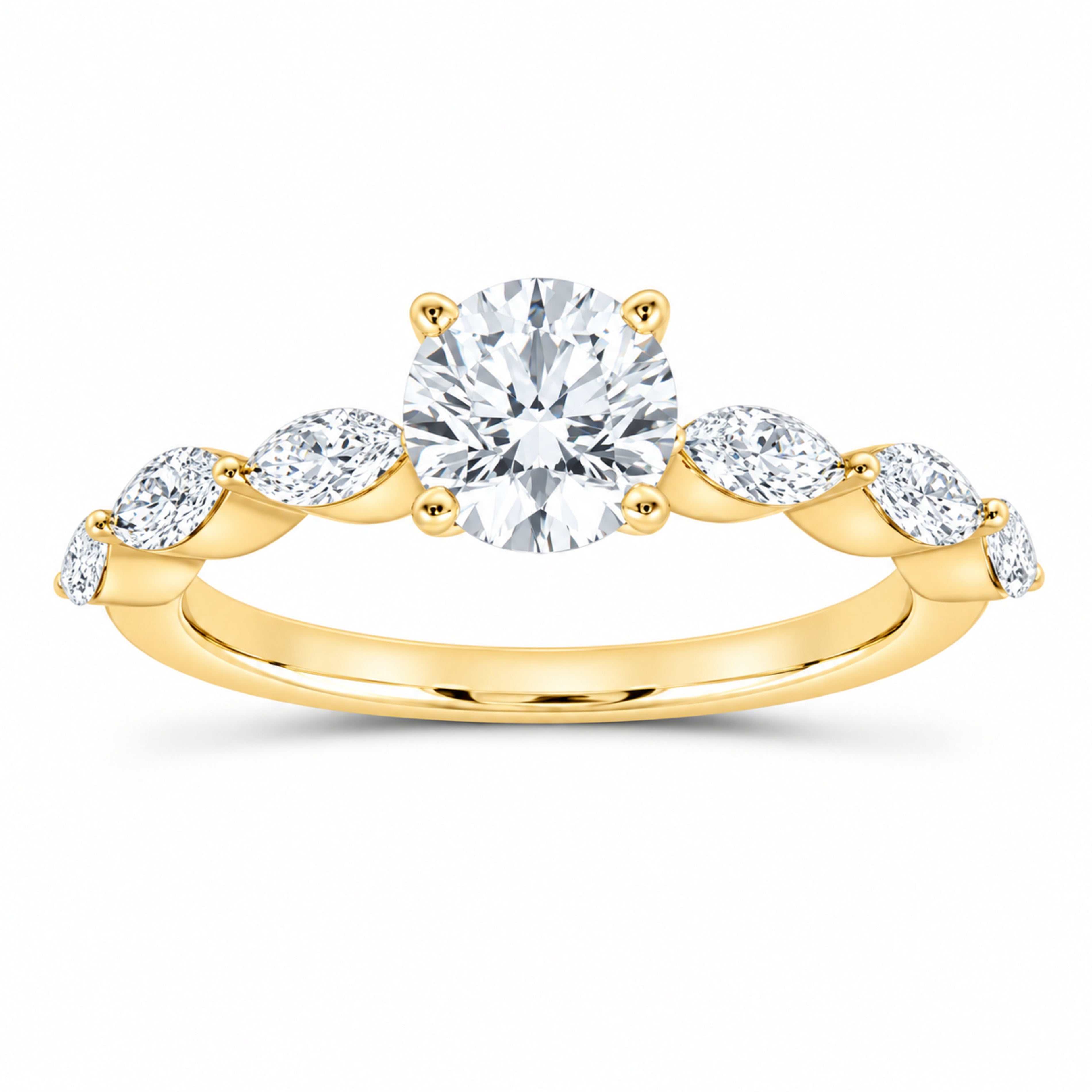 14K Yellow Gold 1 1/2 CTW Lab-Grown Diamond Round Engagement Ring — SKU 12166