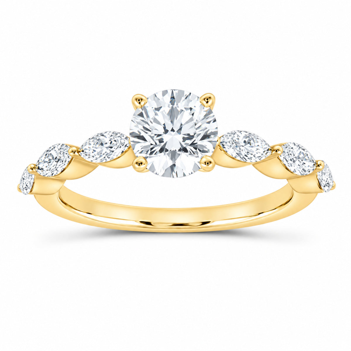 14K Yellow Gold 1 1/2 CTW Lab-Grown Diamond Round Engagement Ring — SKU 12166