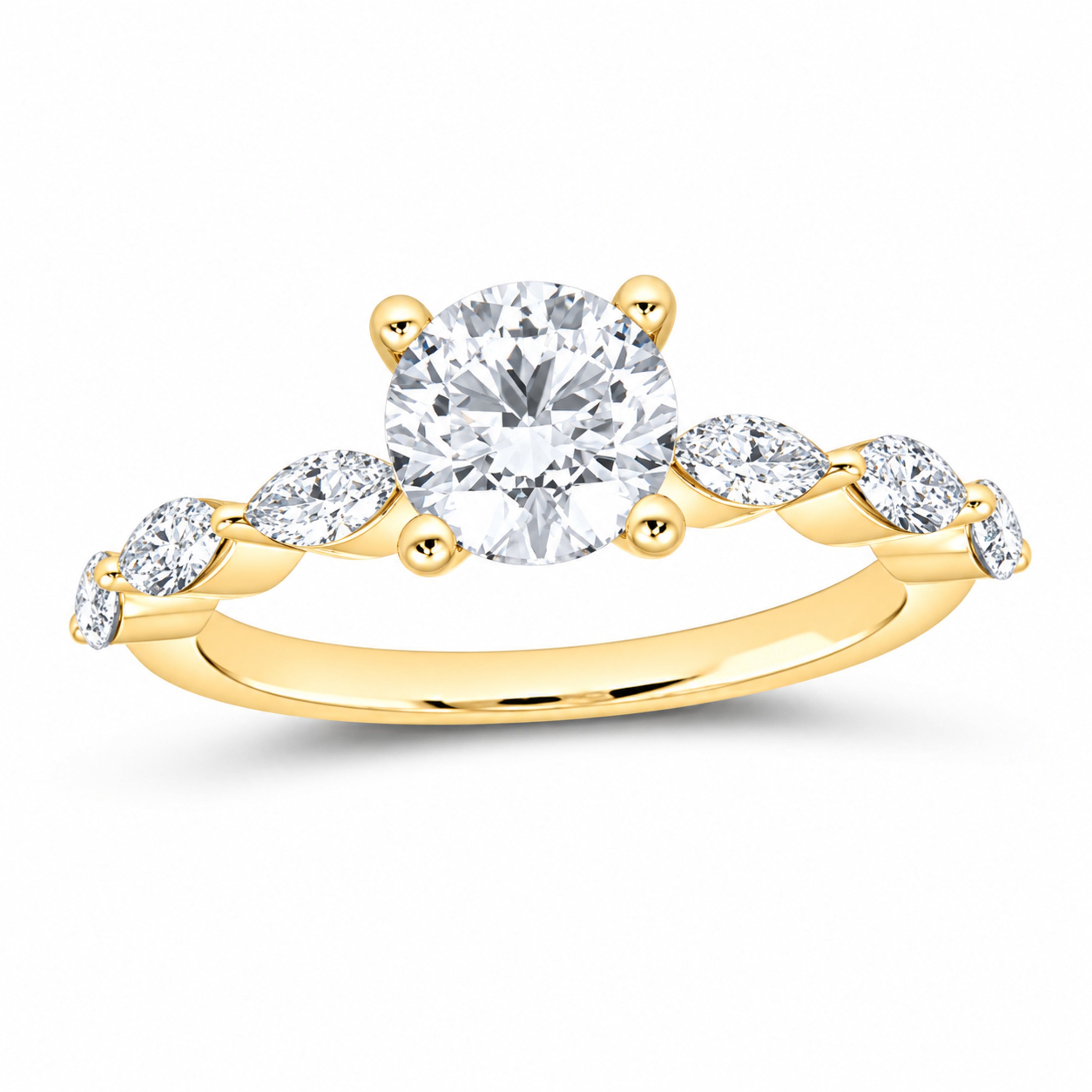 14K Yellow Gold 2 CTW Lab-Grown Diamond Round Engagement Ring — SKU 12170