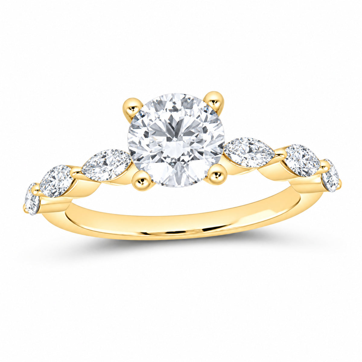 14K Yellow Gold 2 CTW Lab-Grown Diamond Round Engagement Ring — SKU 12170