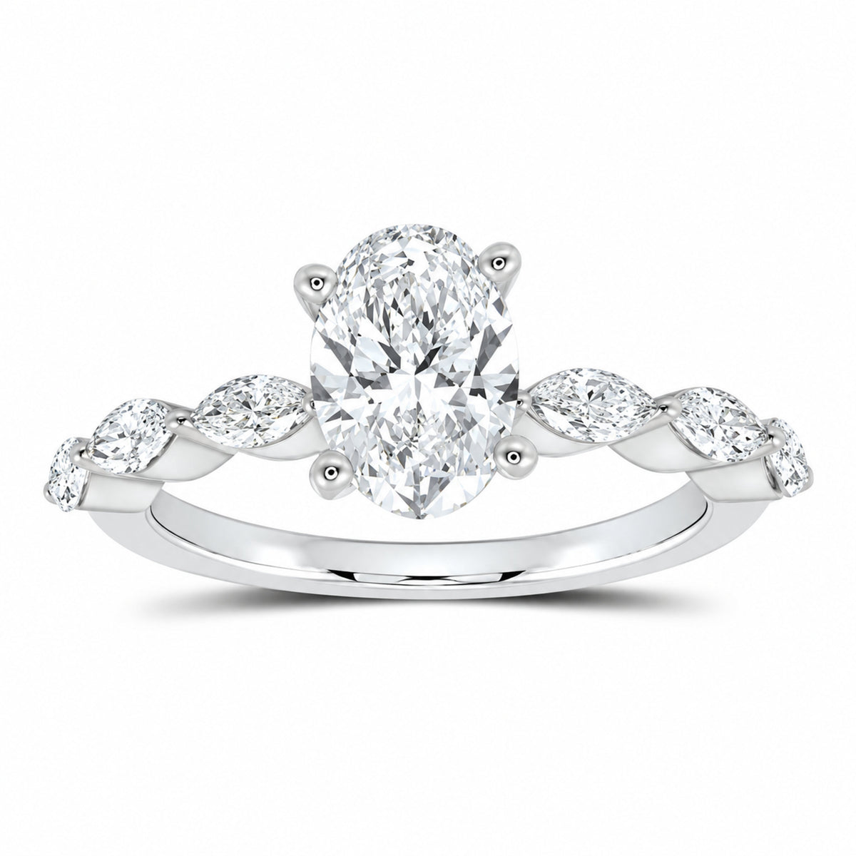 14K White Gold 2 CTW Lab-Grown Diamond Oval Engagement Ring — SKU 12181