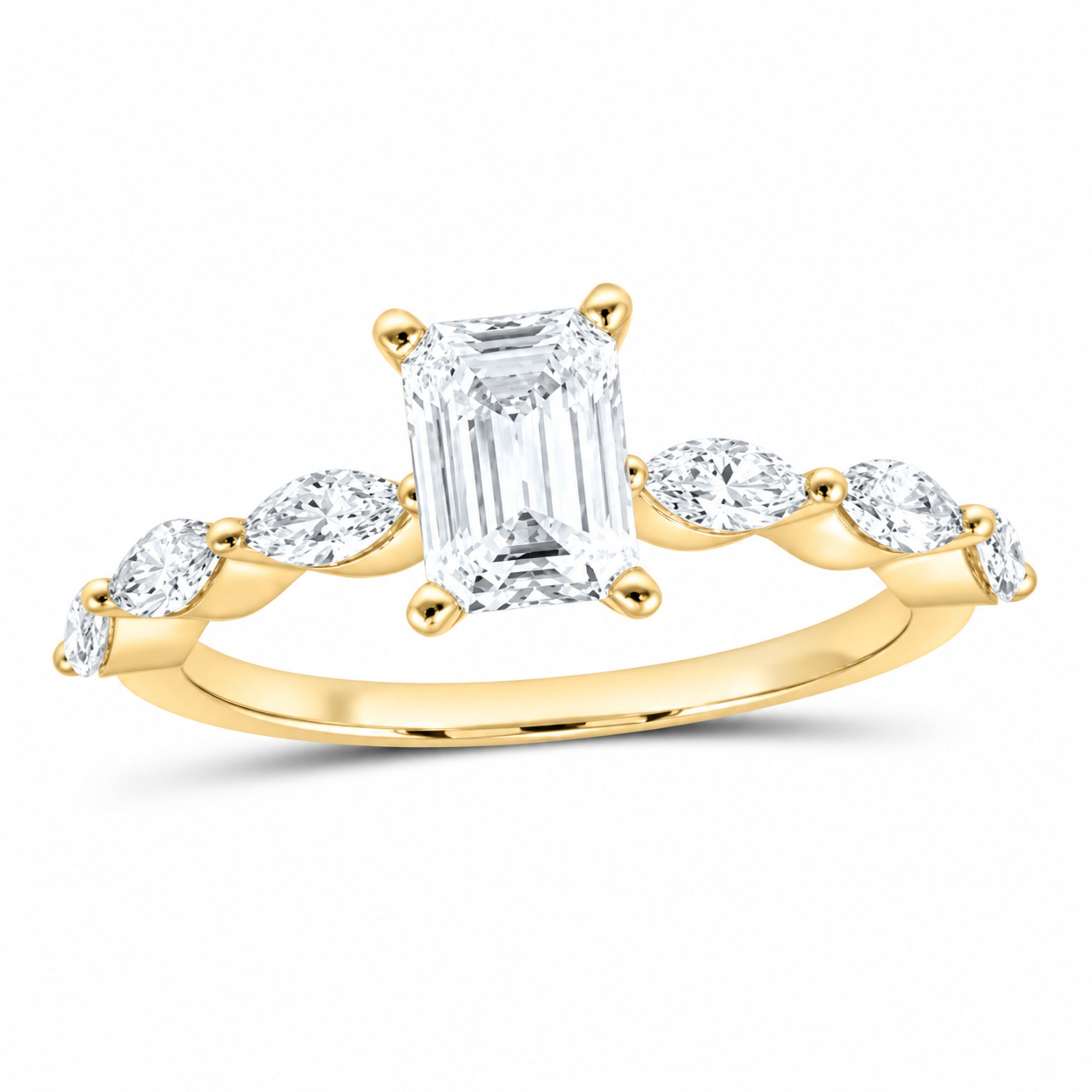 14K Yellow Gold 1 5/8 CTW Lab-Grown Diamond Emerald Engagement Ring — SKU 12191
