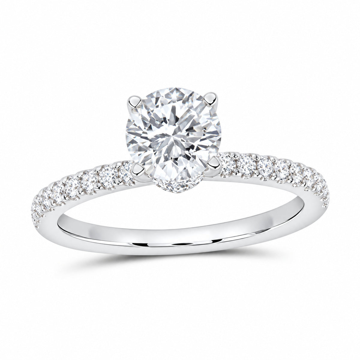 14K White Gold 1 1/4 CTW Lab-Grown Diamond Round Engagement Ring — SKU 12201