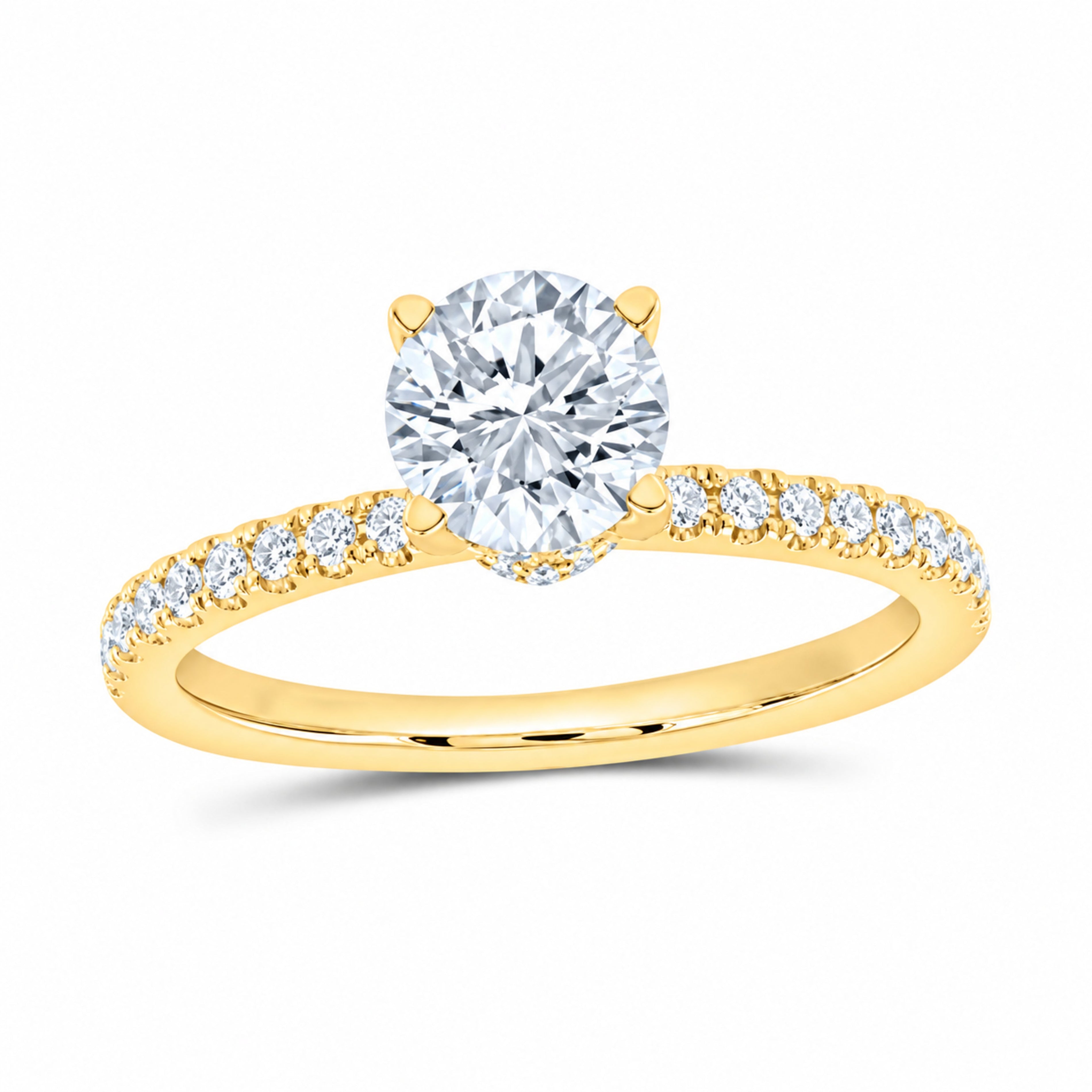 14K Yellow Gold 1 1/4 CTW Lab-Grown Diamond Round Engagement Ring — SKU 12202