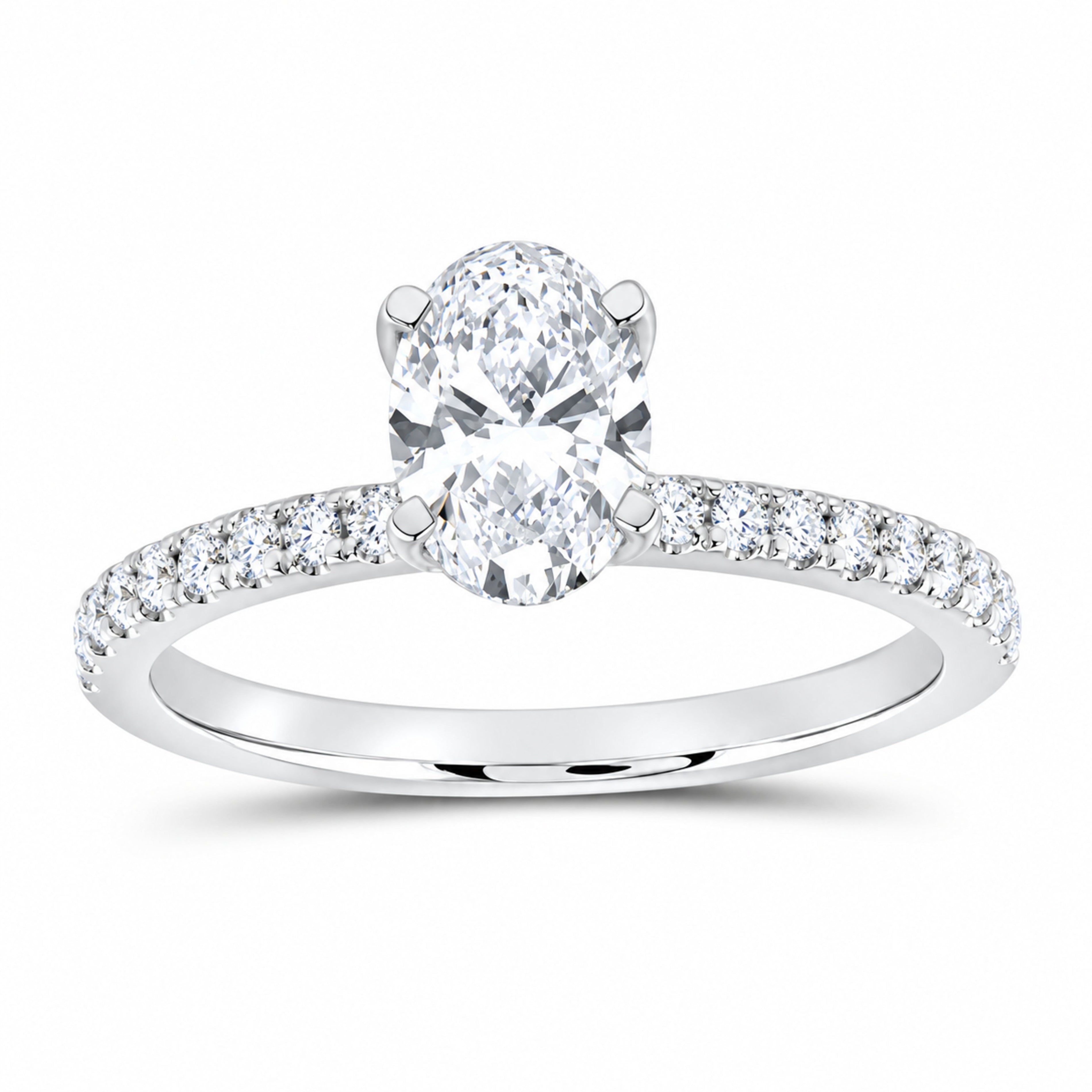 14K White Gold 1 1/3 CTW Lab-Grown Diamond Oval Engagement Ring — SKU 12205