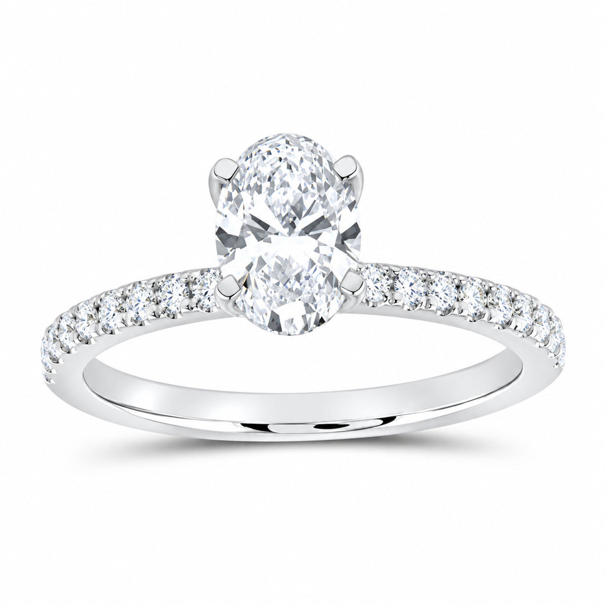 14K White Gold 1 1/3 CTW Lab-Grown Diamond Oval Engagement Ring — SKU 12205