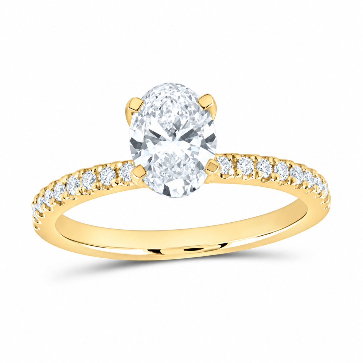 14K Yellow Gold 1 1/3 CTW Lab-Grown Diamond Oval Engagement Ring — SKU 12206