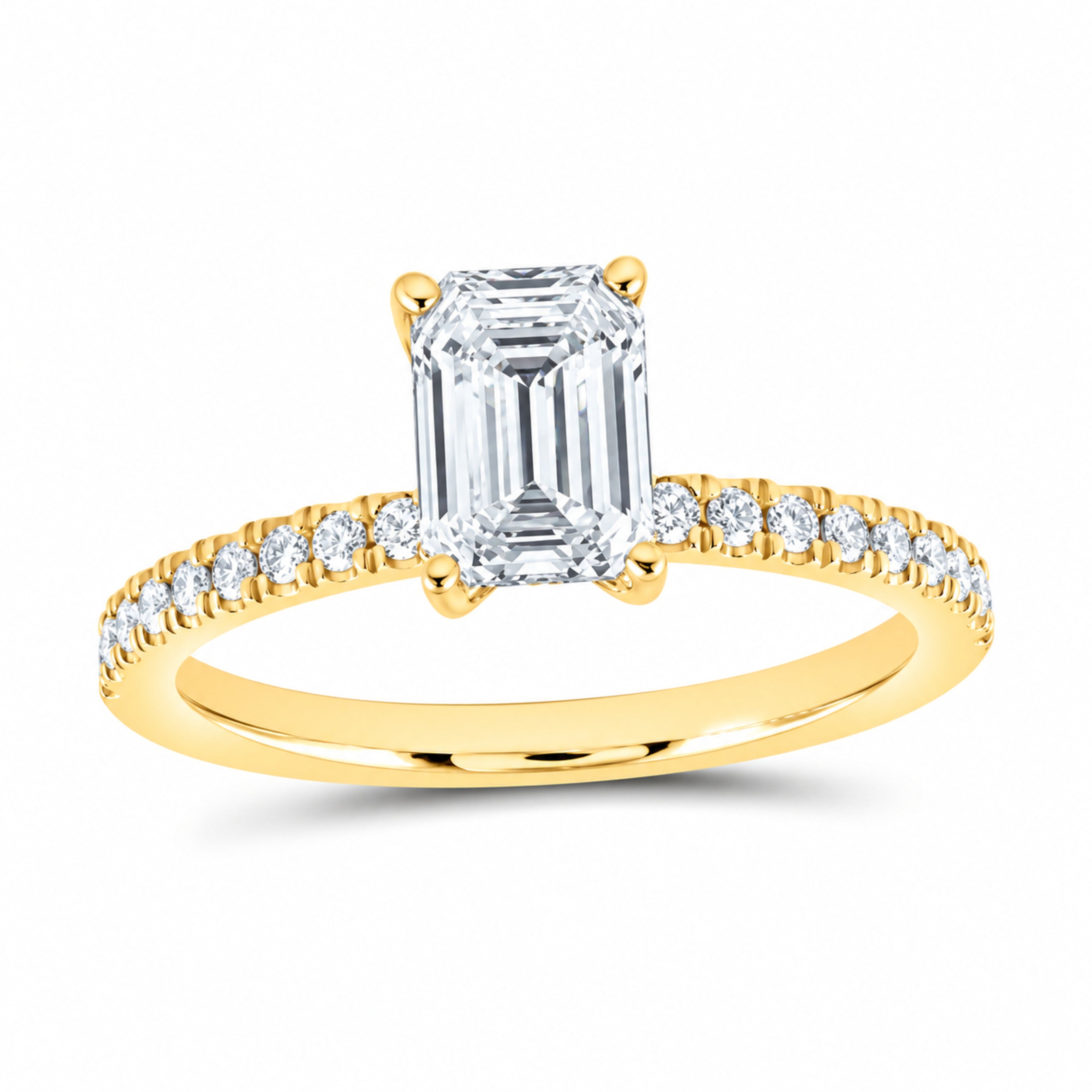 14K Yellow Gold 1 1/3 CTW Lab-Grown Diamond Emerald Engagement Ring — SKU 12210