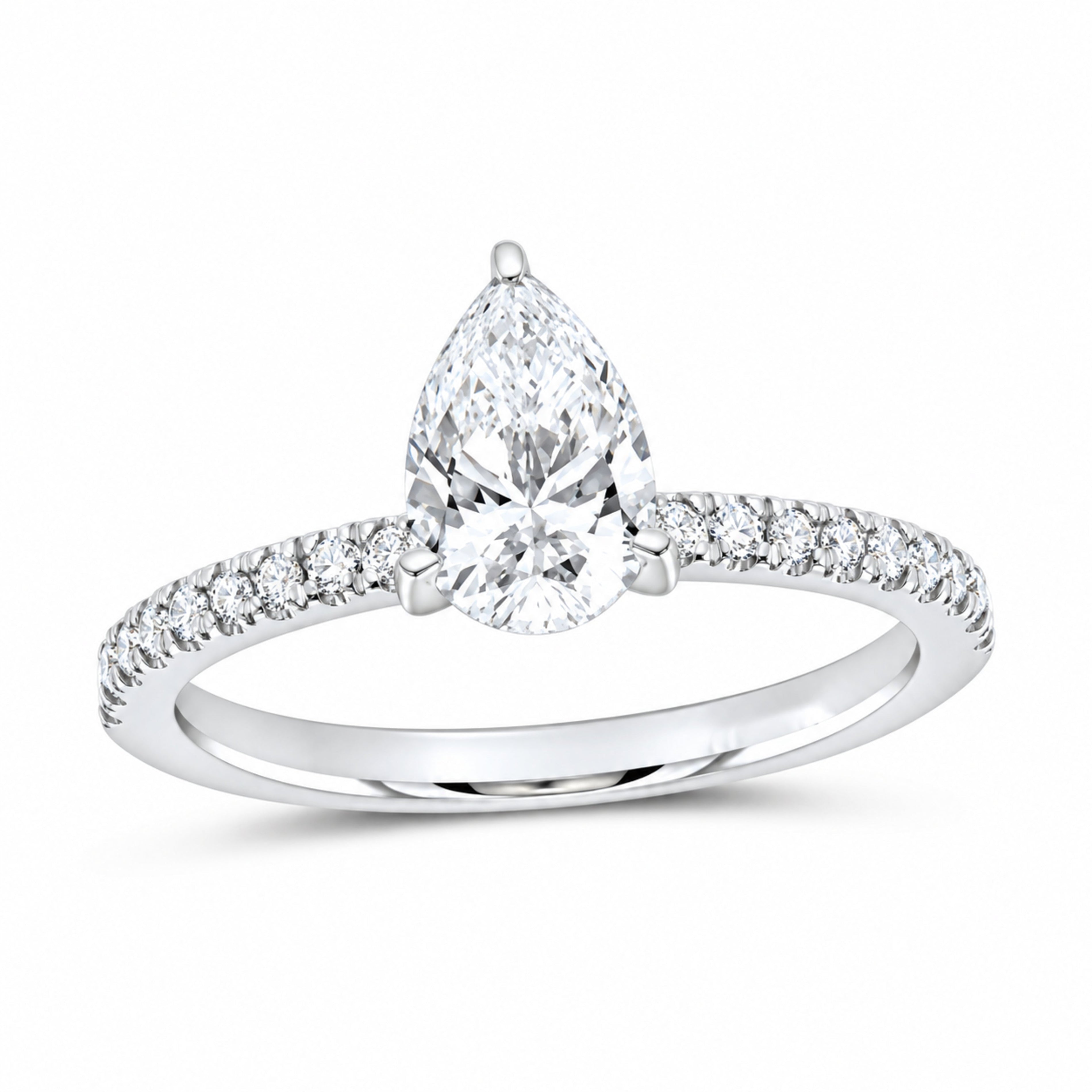 14K White Gold 1 1/3 CTW Lab-Grown Diamond Pear Engagement Ring — SKU 12213