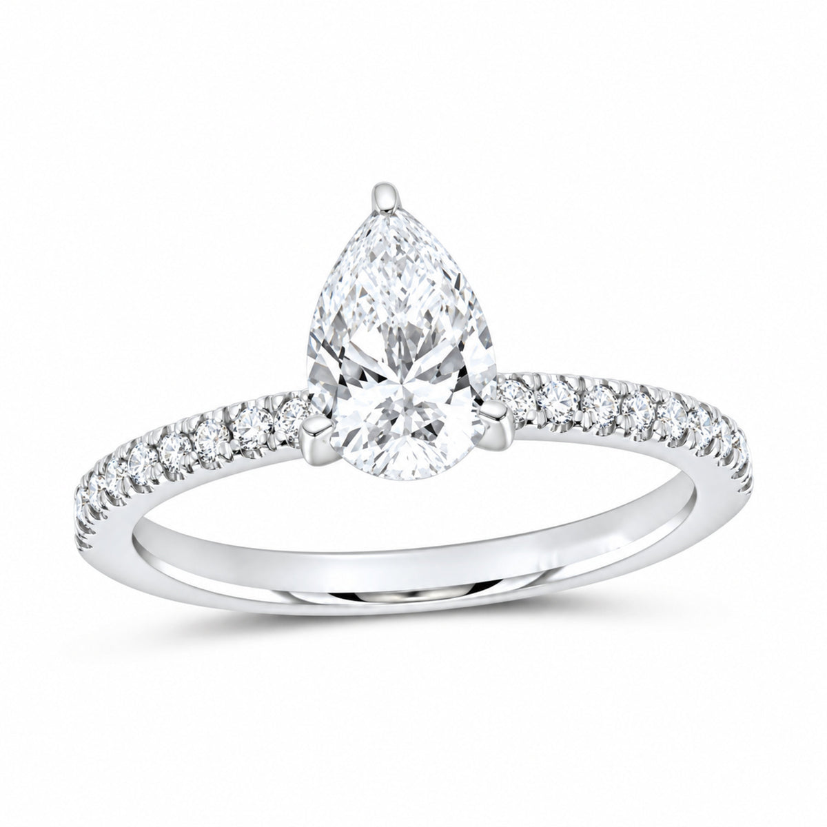 14K White Gold 1 1/3 CTW Lab-Grown Diamond Pear Engagement Ring — SKU 12213