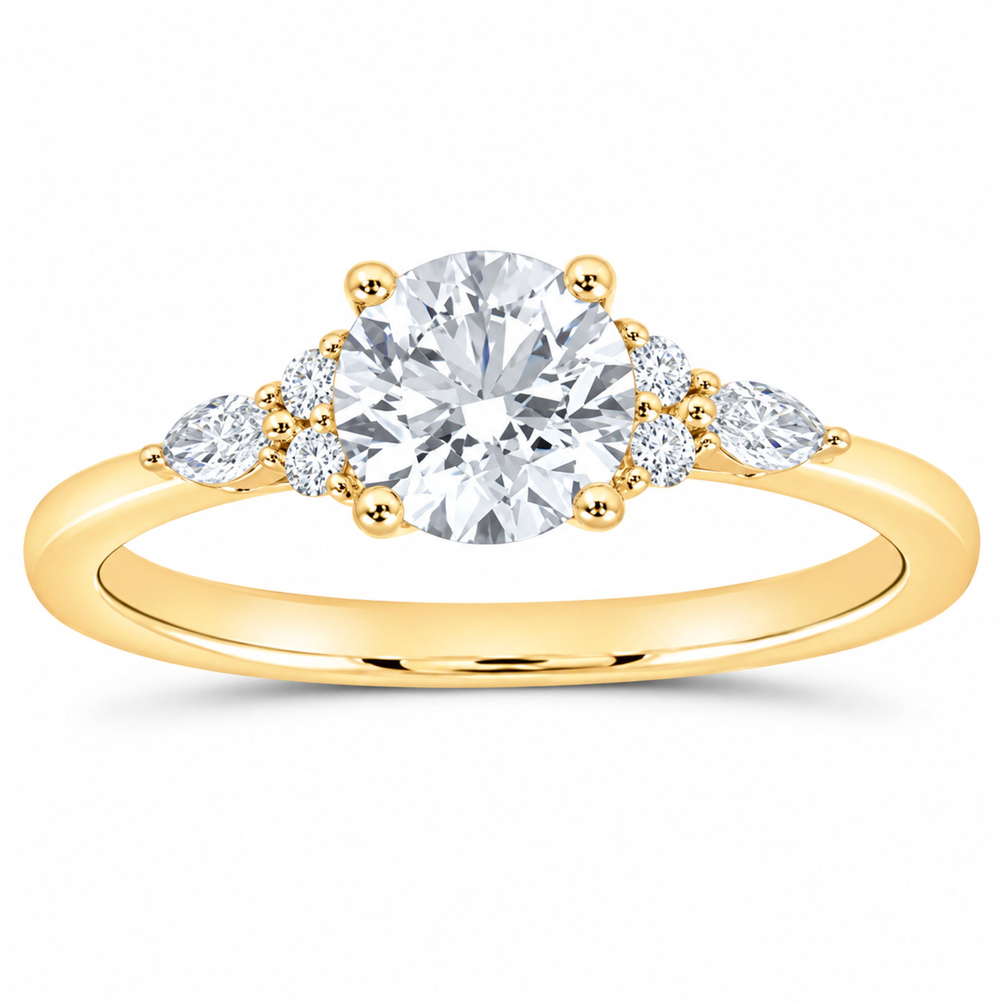 14K Yellow Gold 1 CTW Lab-Grown Diamond Round Engagement Ring — SKU 12221