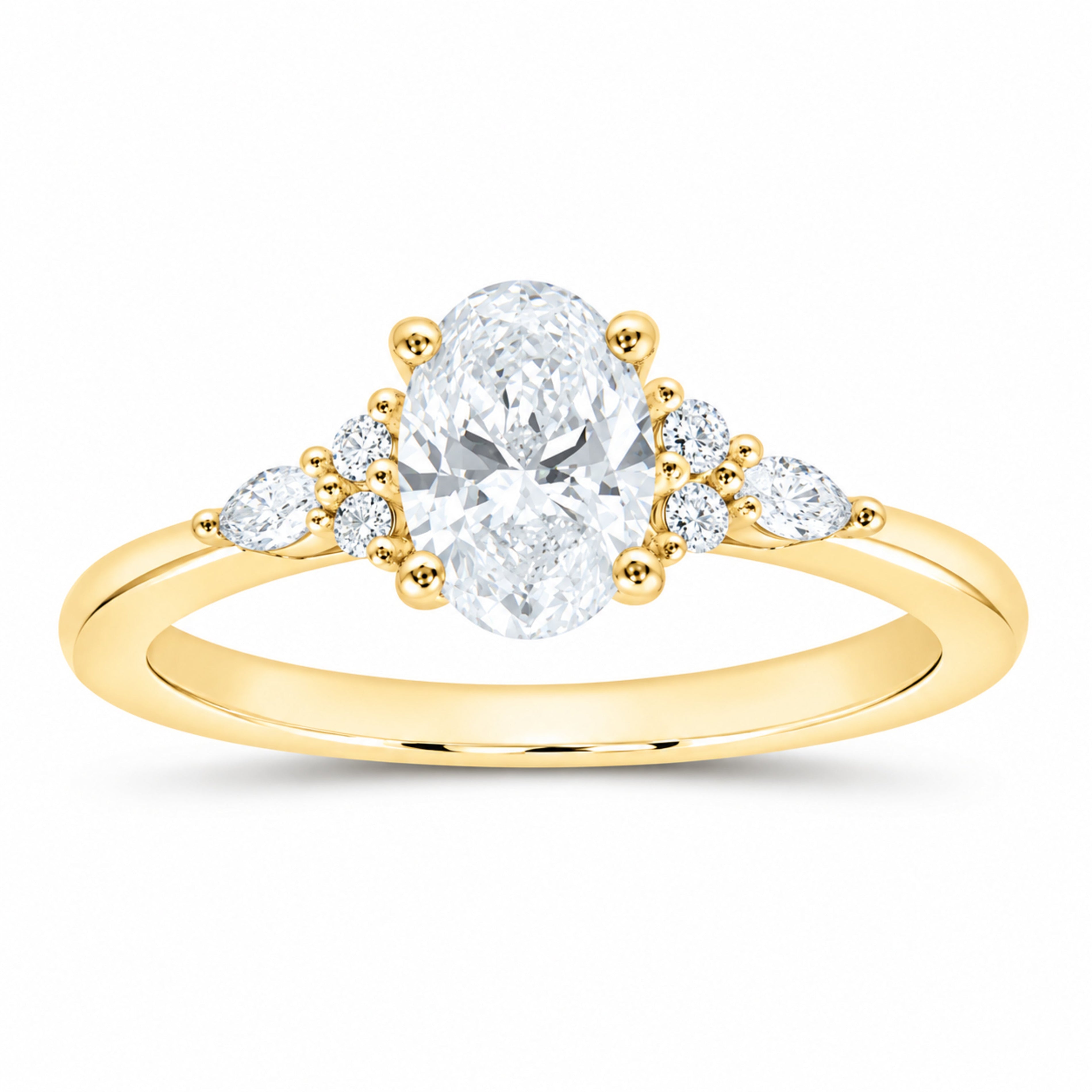 14K Yellow Gold 1 CTW Lab-Grown Diamond Oval Engagement Ring — SKU 12226