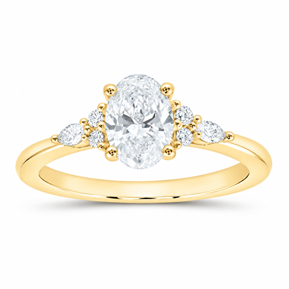 14K Yellow Gold 1 CTW Lab-Grown Diamond Oval Engagement Ring — SKU 12226