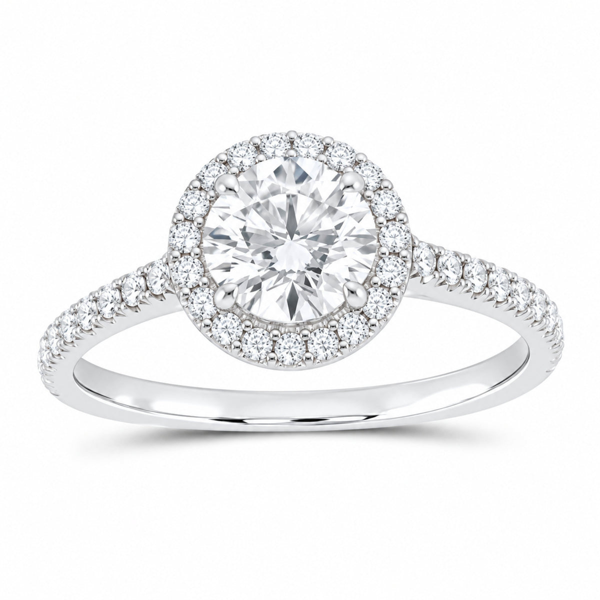 14K White Gold 1 1/4 CTW Lab-Grown Diamond Round Engagement Ring — SKU 12243