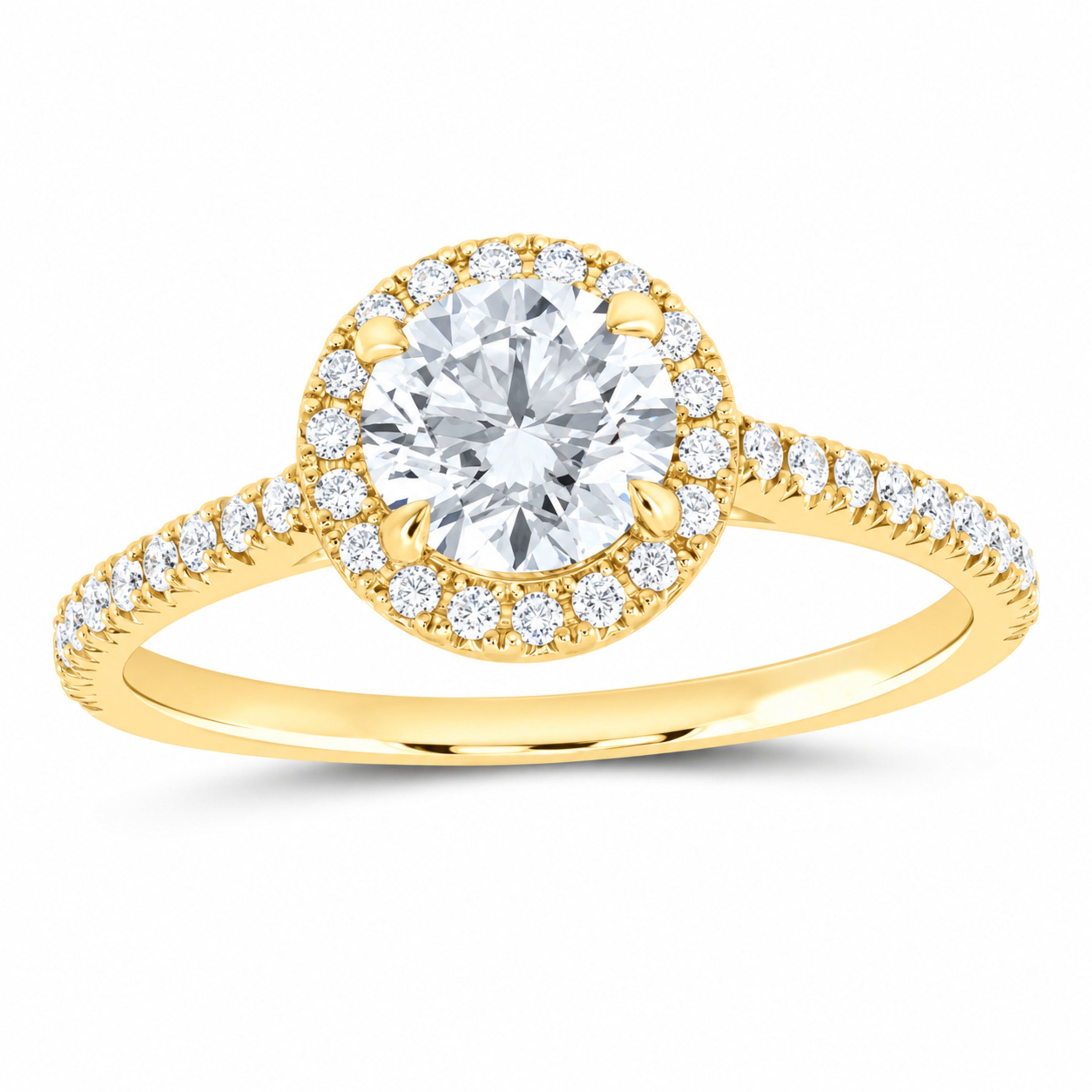 14K Yellow Gold 1 1/4 CTW Lab-Grown Diamond Round Engagement Ring — SKU 12244