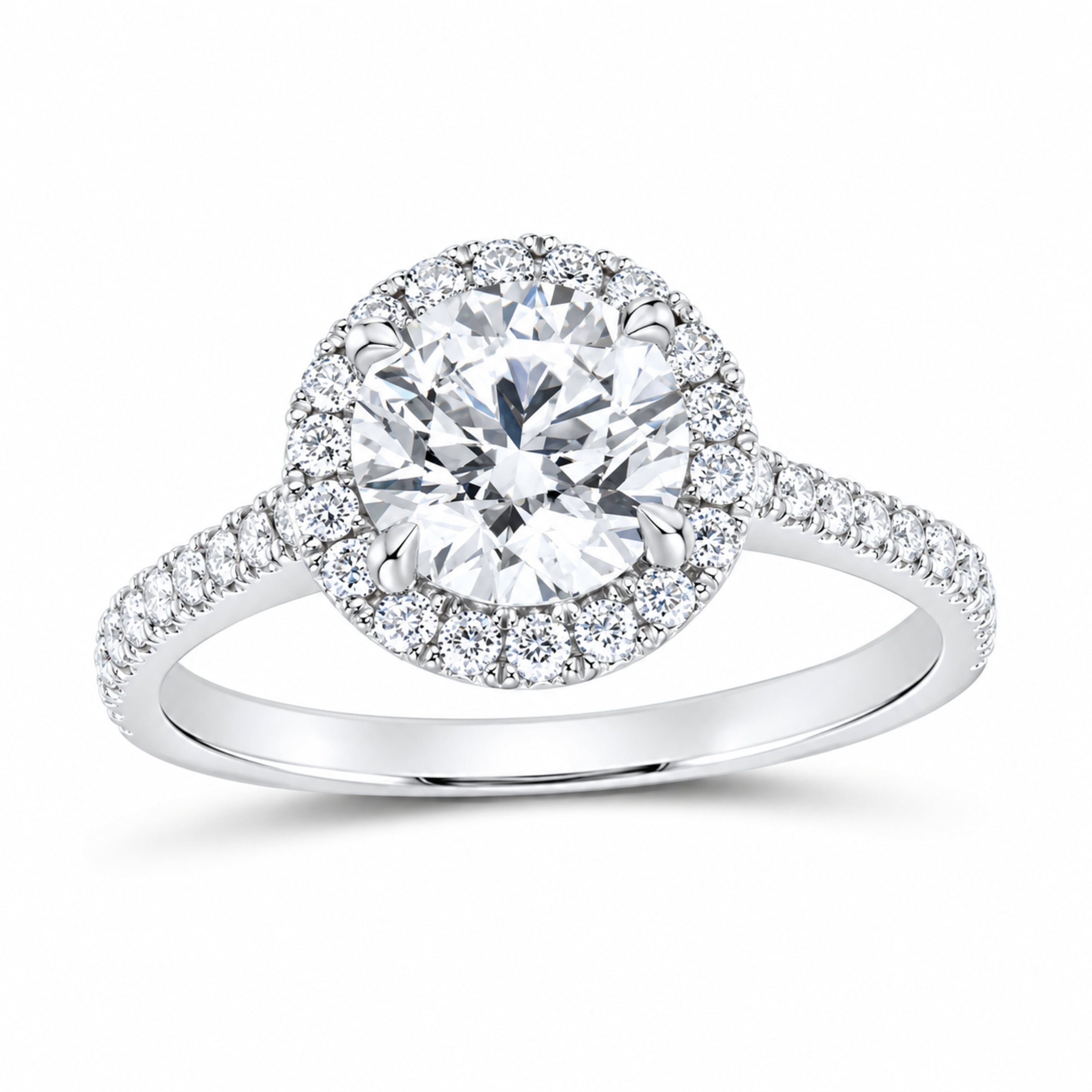 14K White Gold 1 3/4 CTW Lab-Grown Diamond Round Engagement Ring — SKU 12245