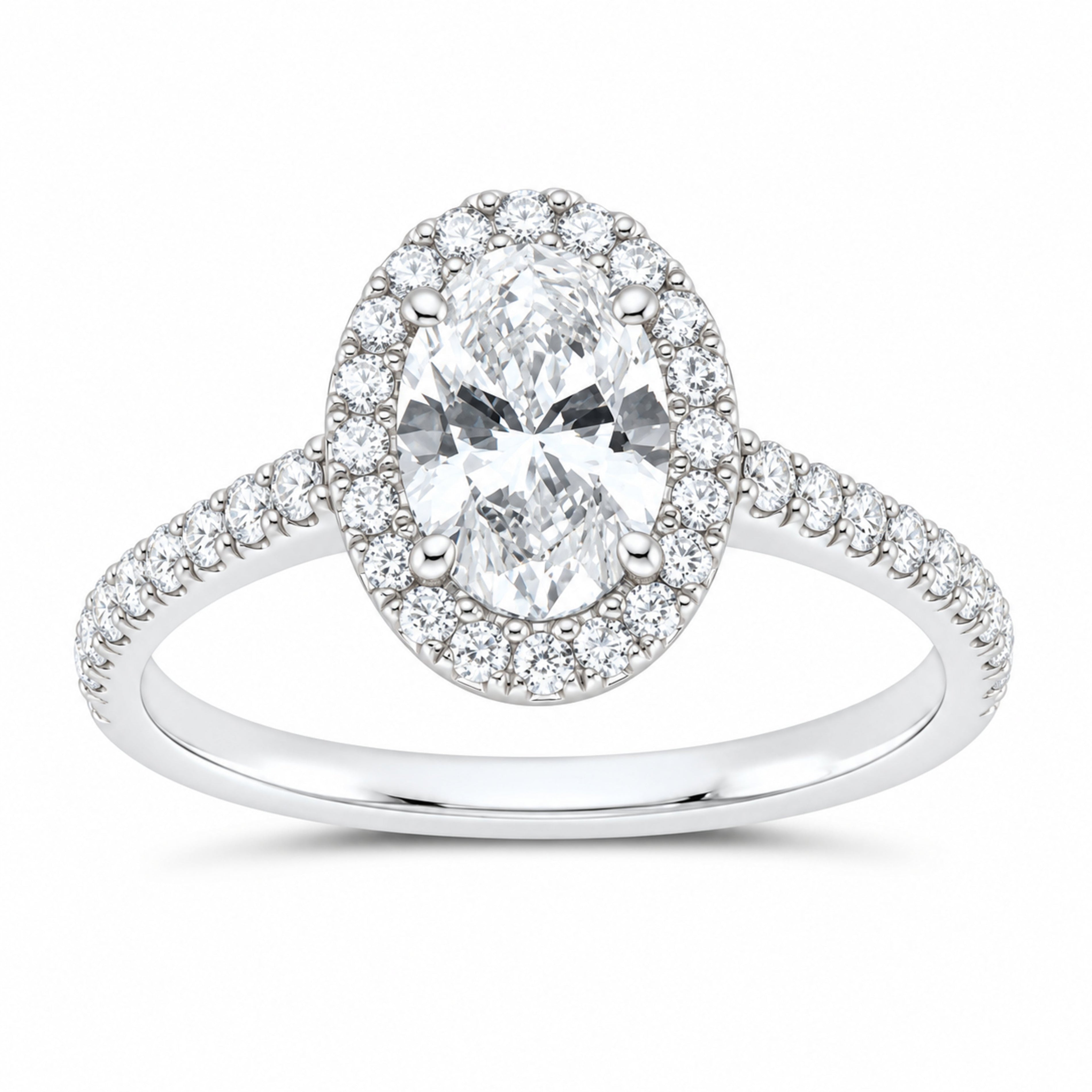 14K White Gold 1 1/4 CTW Lab-Grown Diamond Oval Engagement Ring — SKU 12254