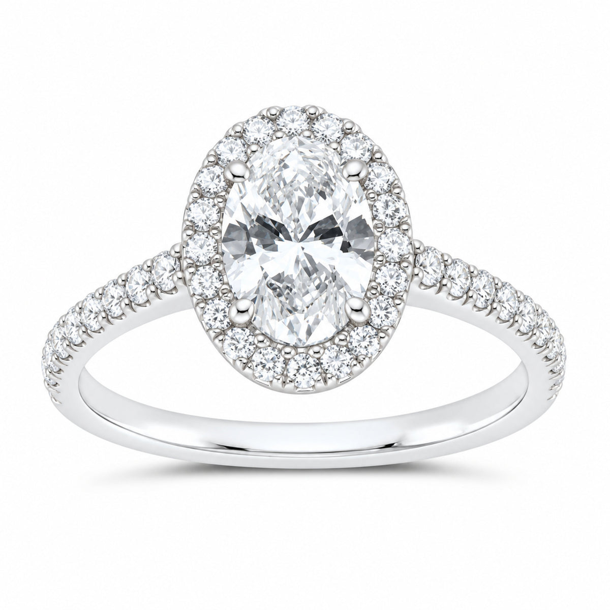 14K White Gold 1 1/4 CTW Lab-Grown Diamond Oval Engagement Ring — SKU 12254