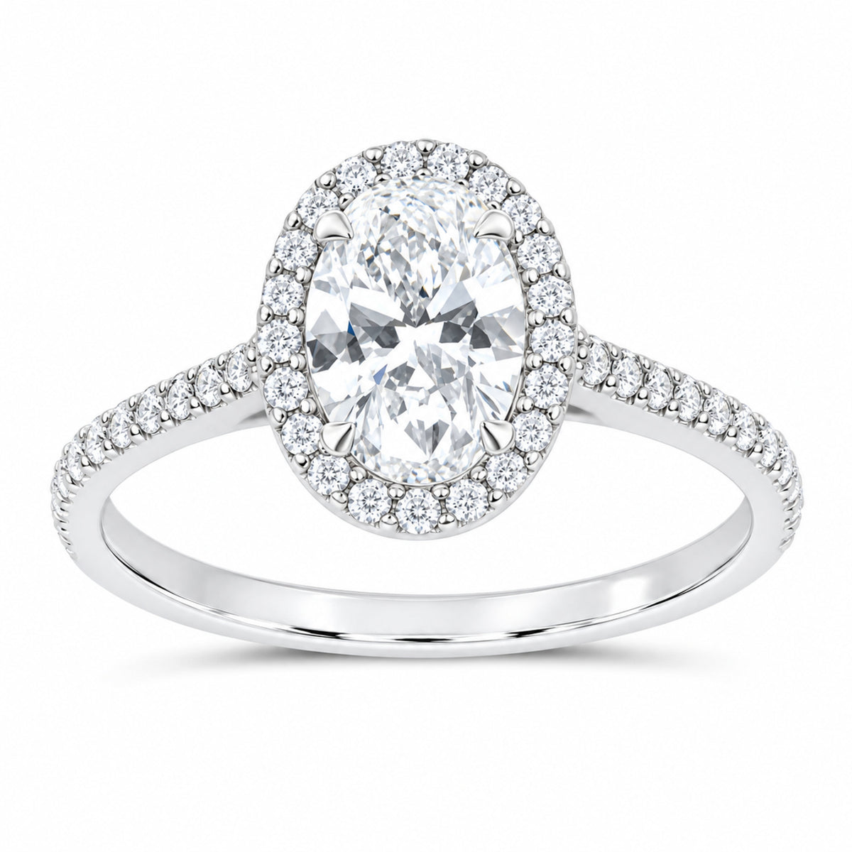 14K White Gold 1 7/8 CTW Lab-Grown Diamond Oval Engagement Ring — SKU 12258