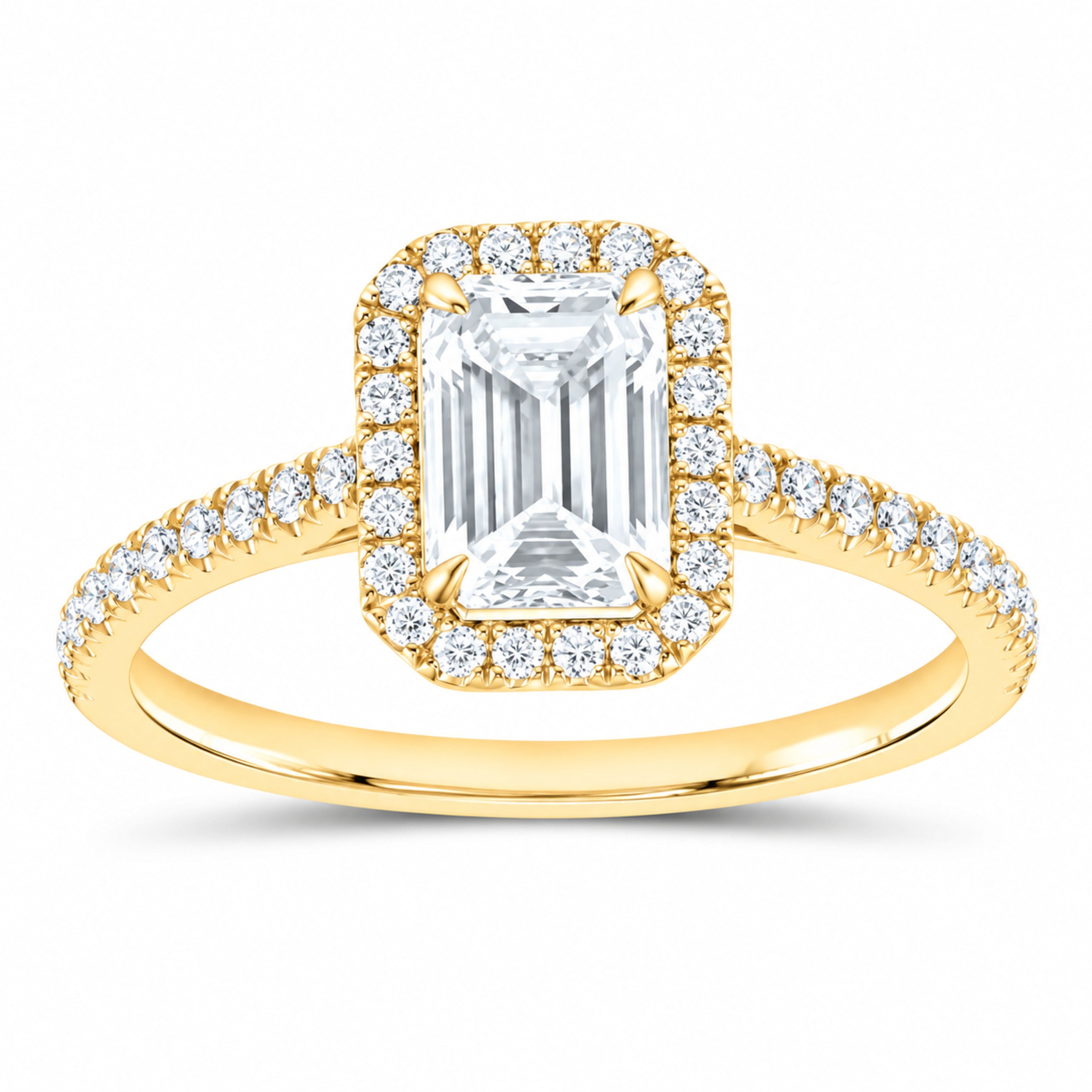 14K Yellow Gold 1 1/3 CTW Lab-Grown Diamond Emerald Engagement Ring — SKU 12268