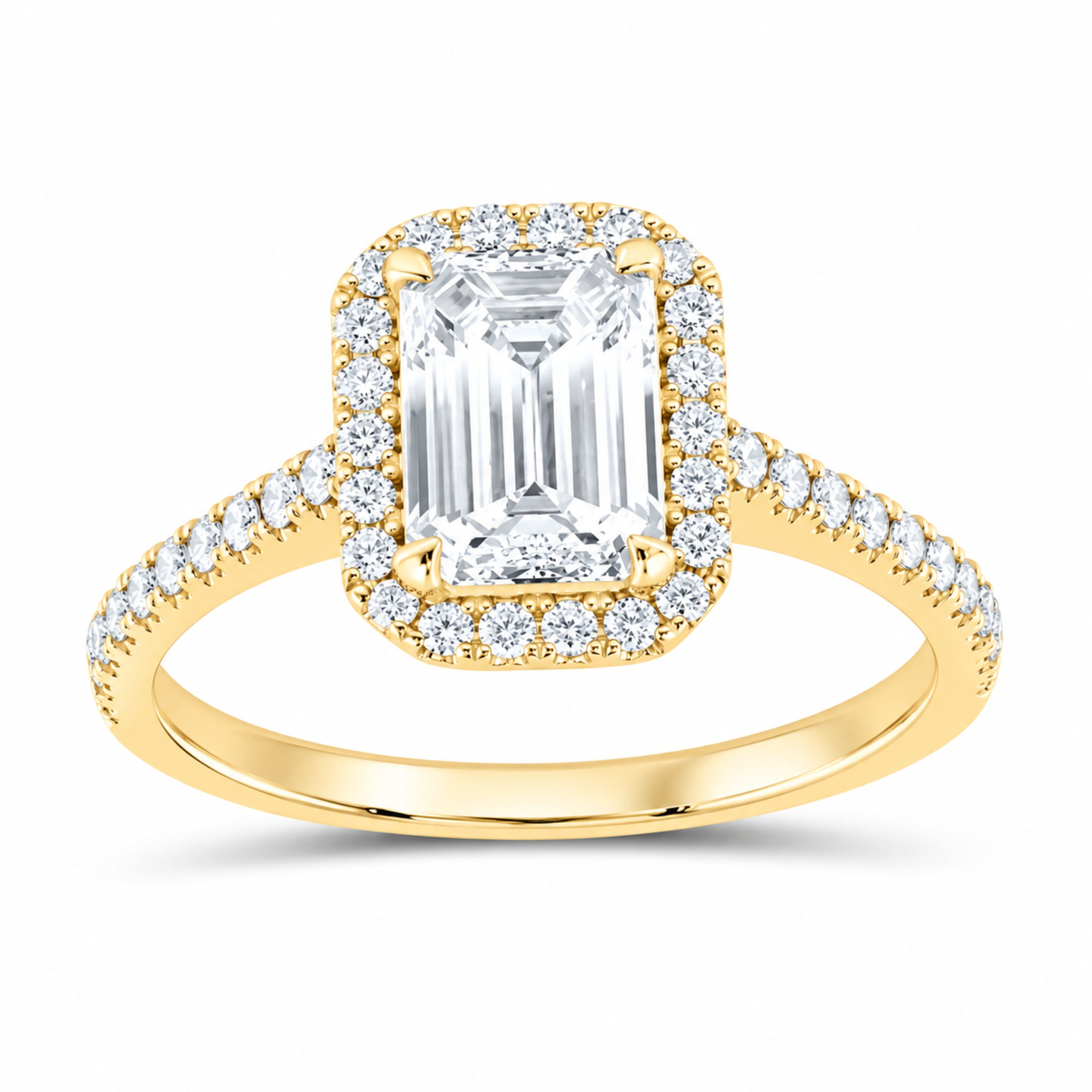 14K Yellow Gold 1 7/8 CTW Lab-Grown Diamond Emerald Engagement Ring — SKU 12273
