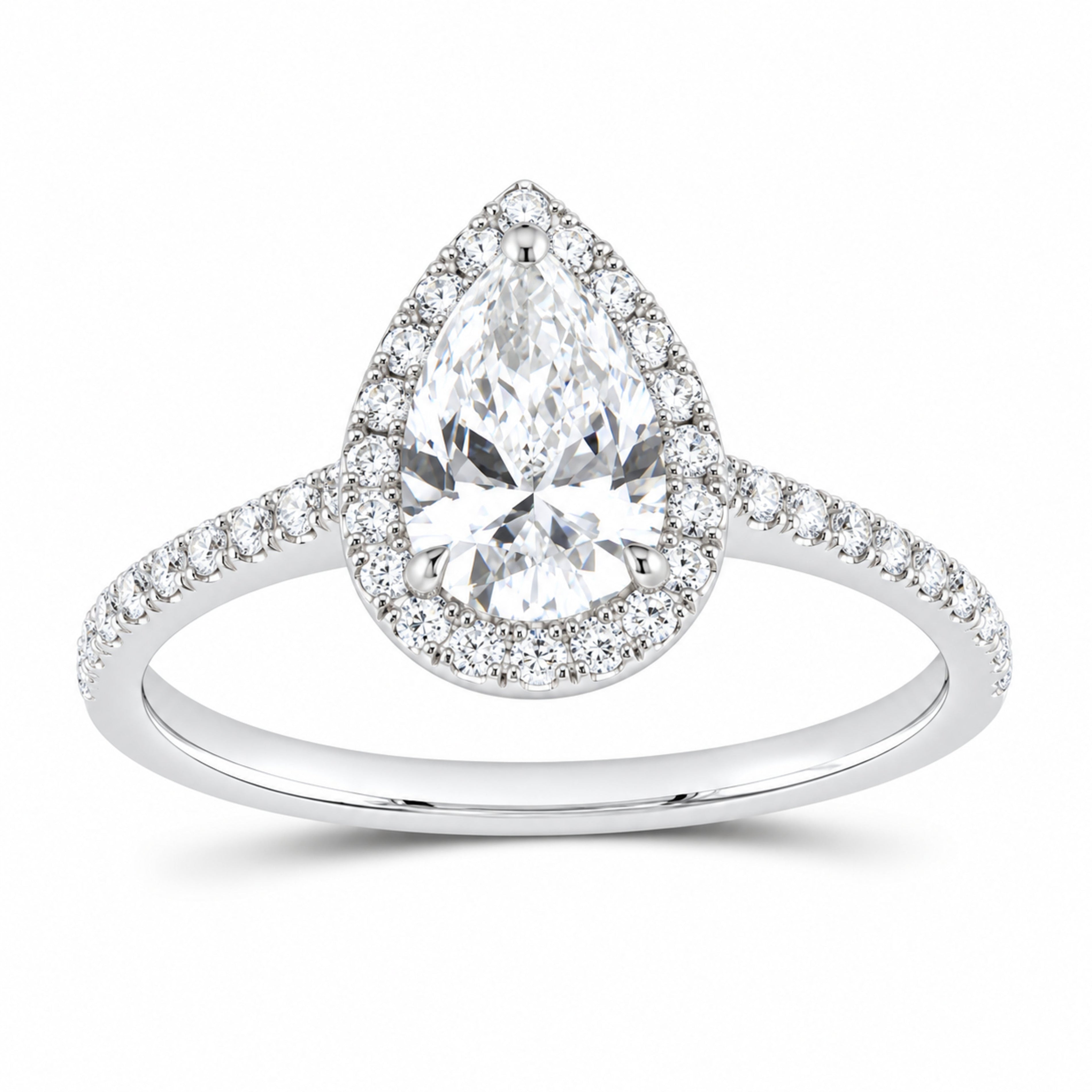 14K White Gold 1 1/4 CTW Lab-Grown Diamond Pear Engagement Ring — SKU 12280