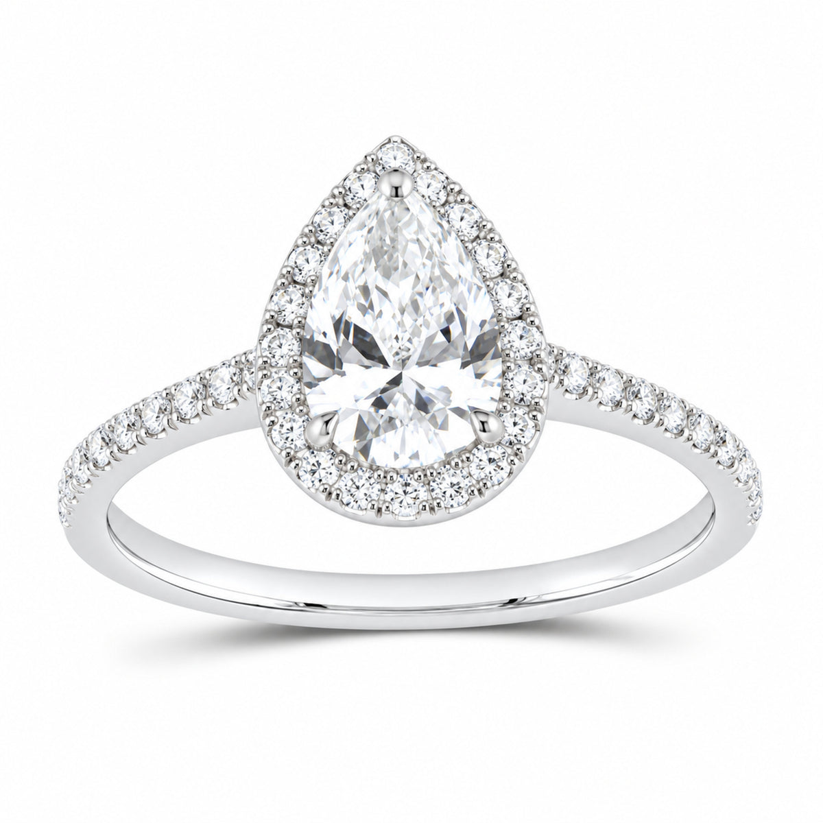 14K White Gold 1 1/4 CTW Lab-Grown Diamond Pear Engagement Ring — SKU 12280