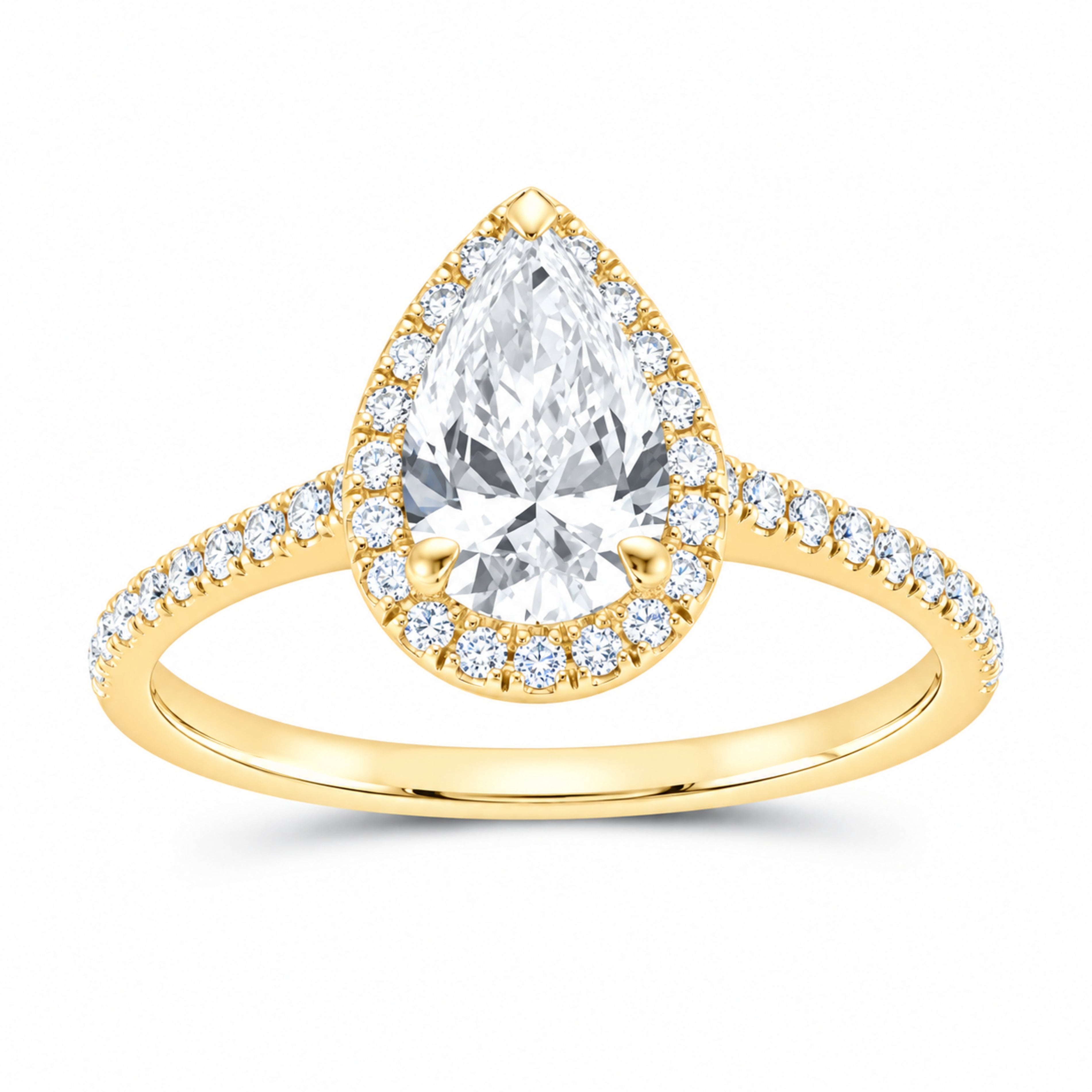 14K Yellow Gold 1 1/4 CTW Lab-Grown Diamond Pear Engagement Ring — SKU 12282