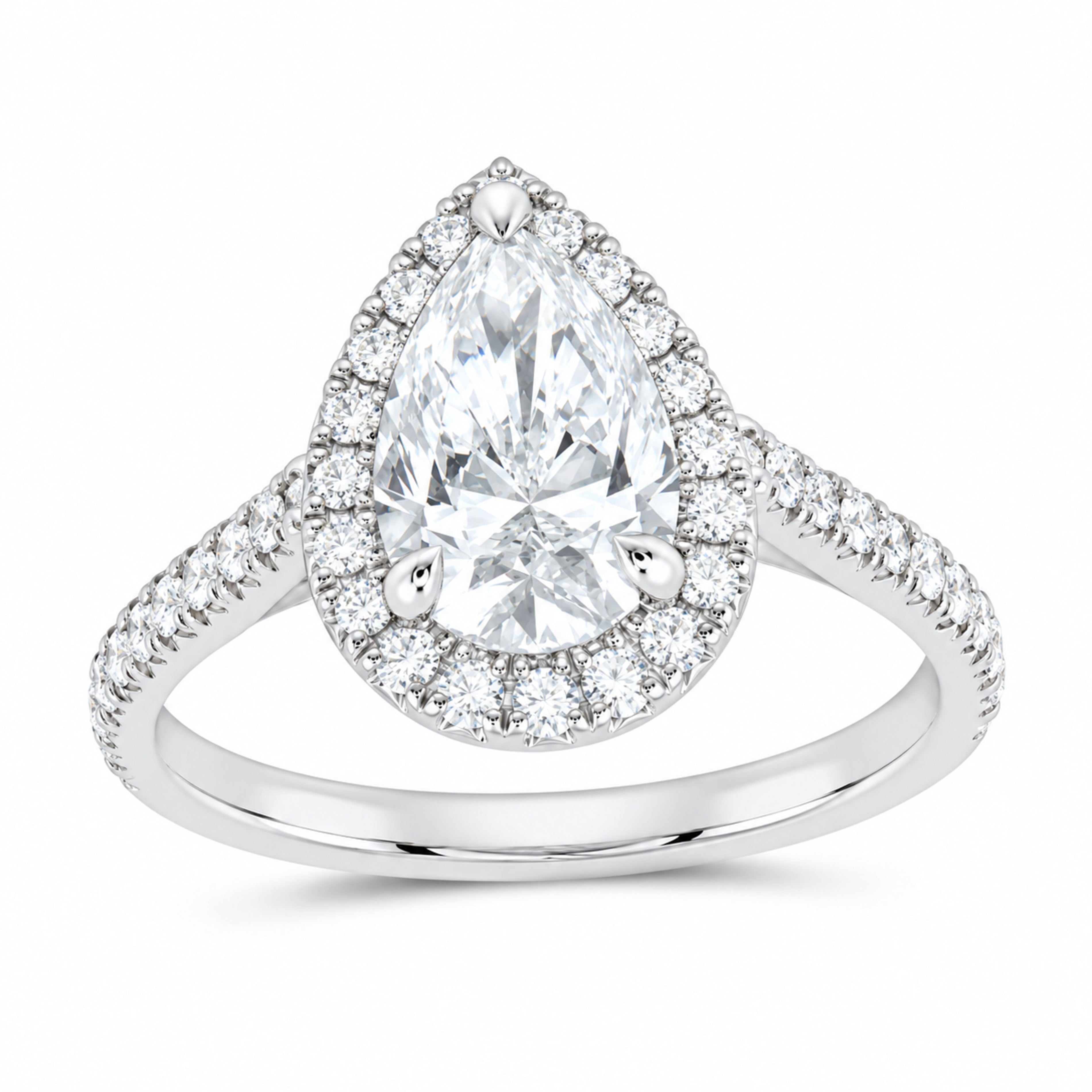 14K White Gold 1 7/8 CTW Lab-Grown Diamond Pear Engagement Ring — SKU 12283