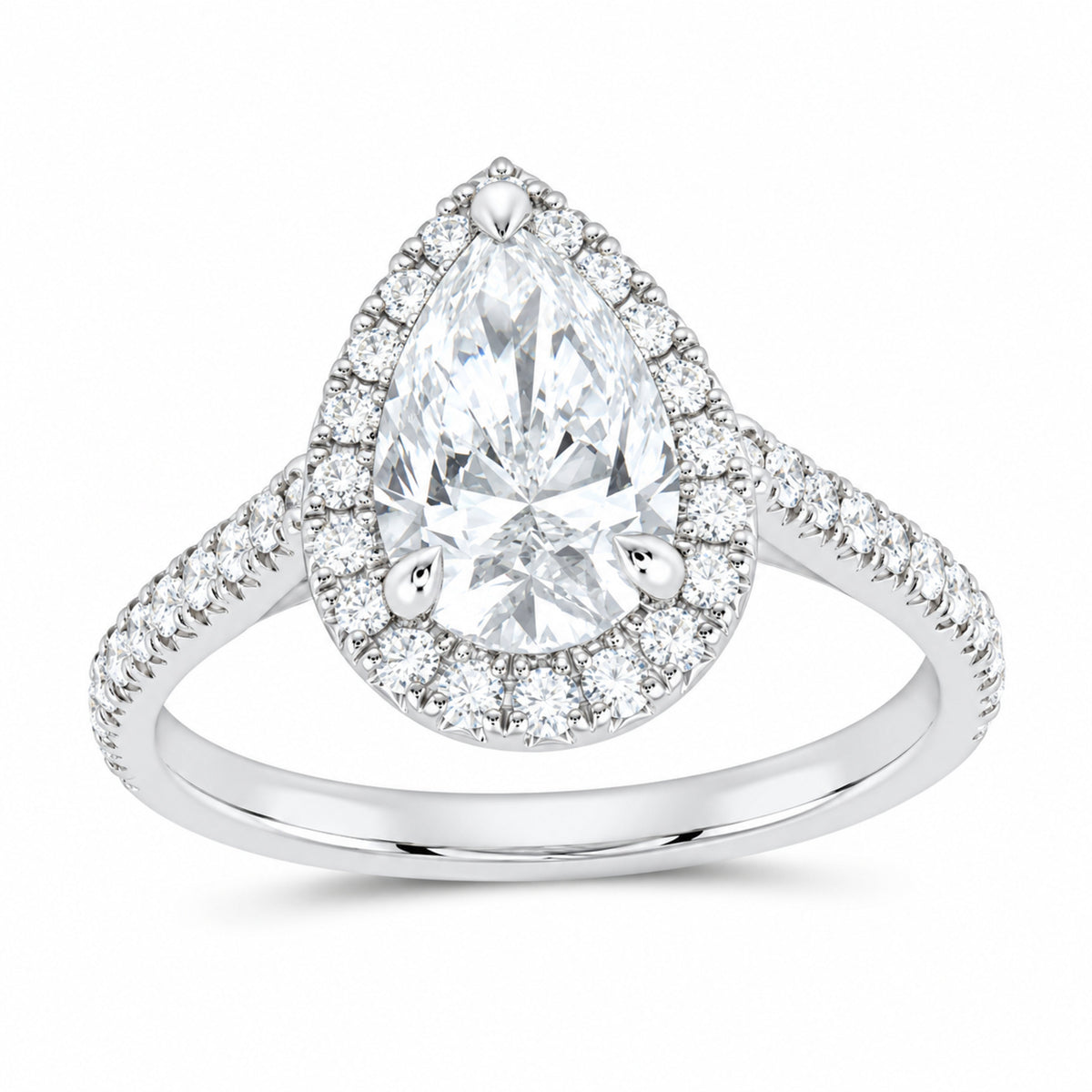 14K White Gold 1 7/8 CTW Lab-Grown Diamond Pear Engagement Ring — SKU 12283