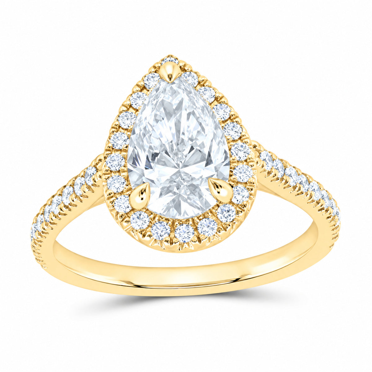14K Yellow Gold 1 7/8 CTW Lab-Grown Diamond Pear Engagement Ring — SKU 12284