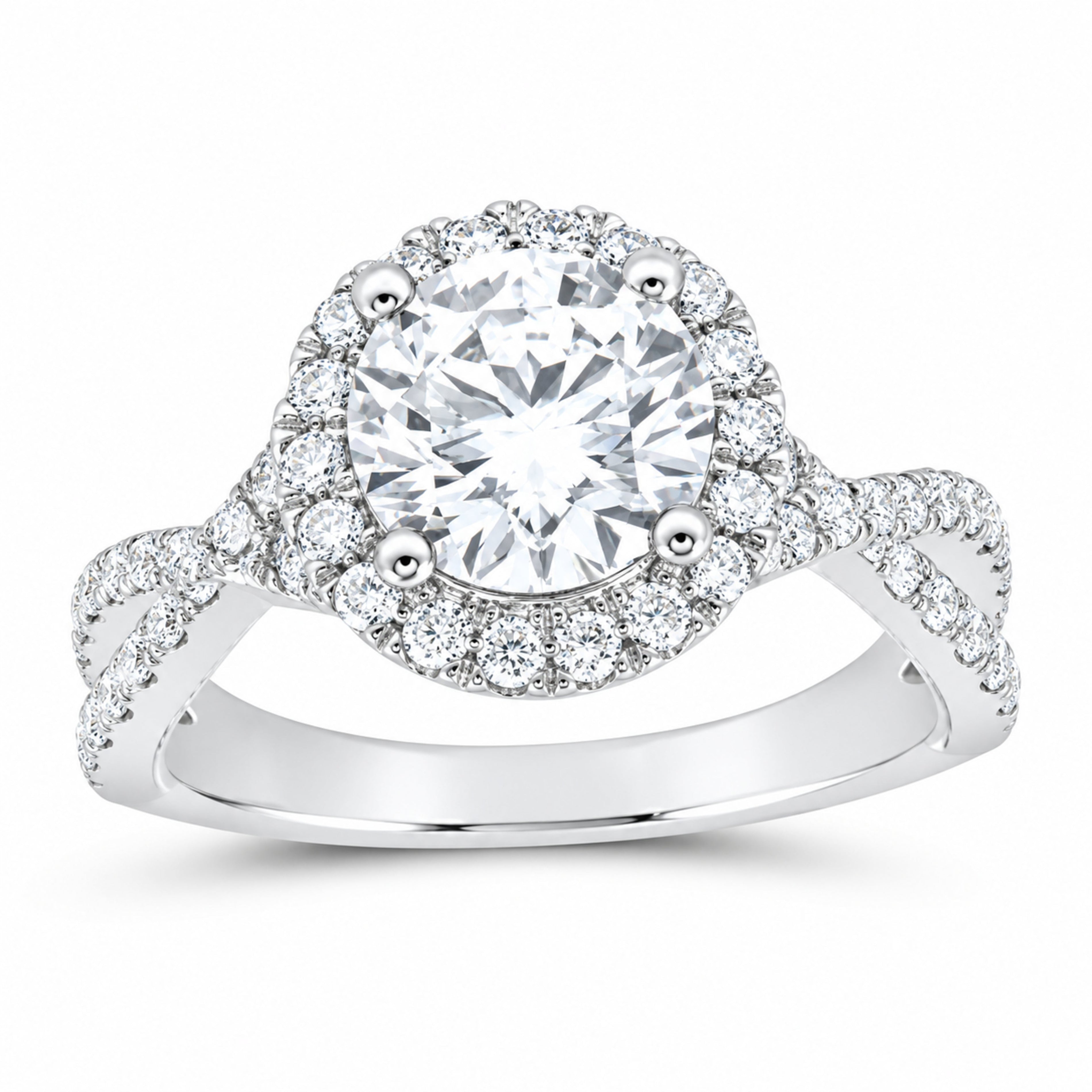 14K White Gold 2 CTW Lab-Grown Diamond Round Engagement Ring — SKU 12295